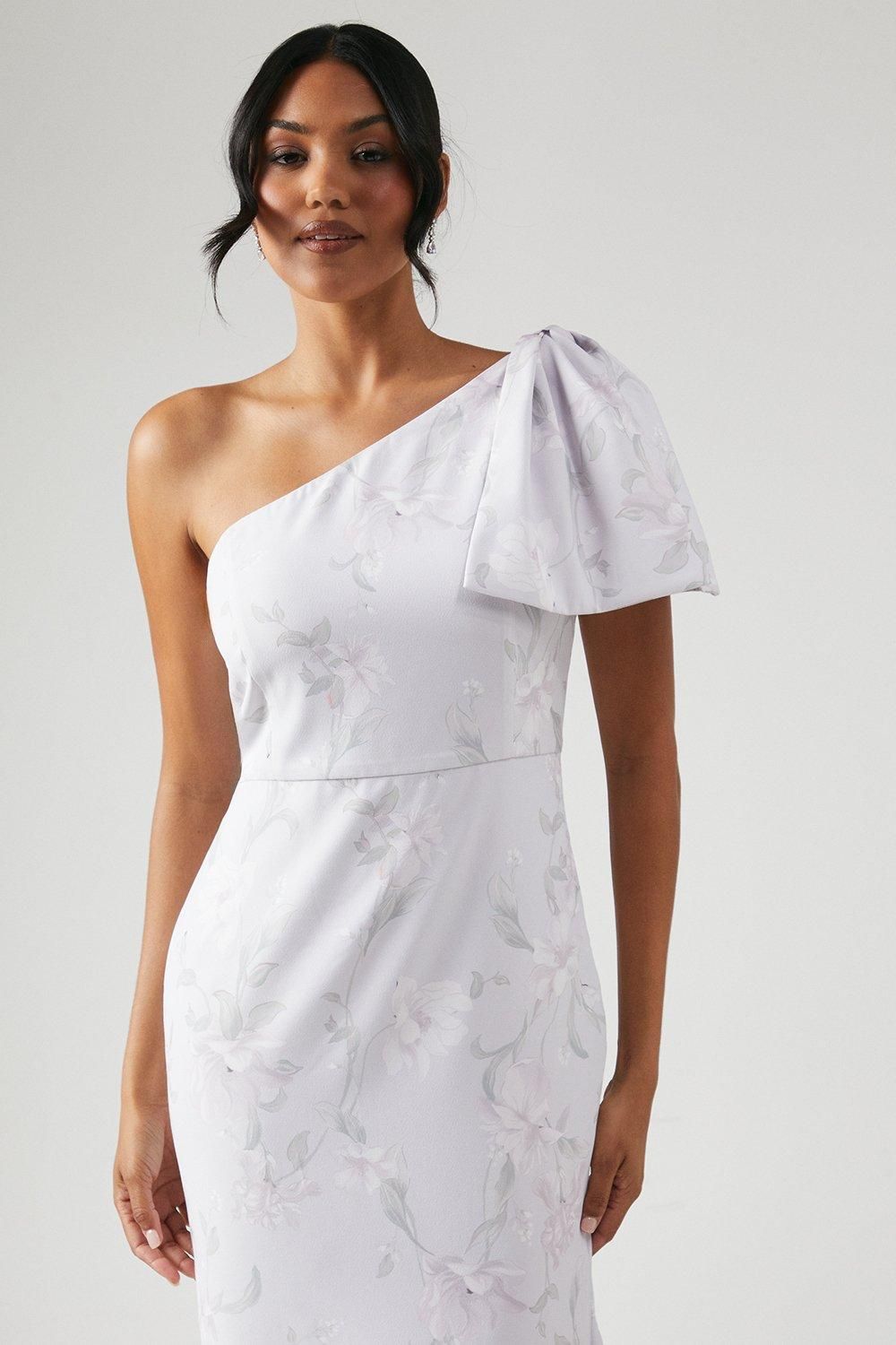 Coast Printed Bow One Shoulder Bridesmaid Dress Lilac Haze image 4