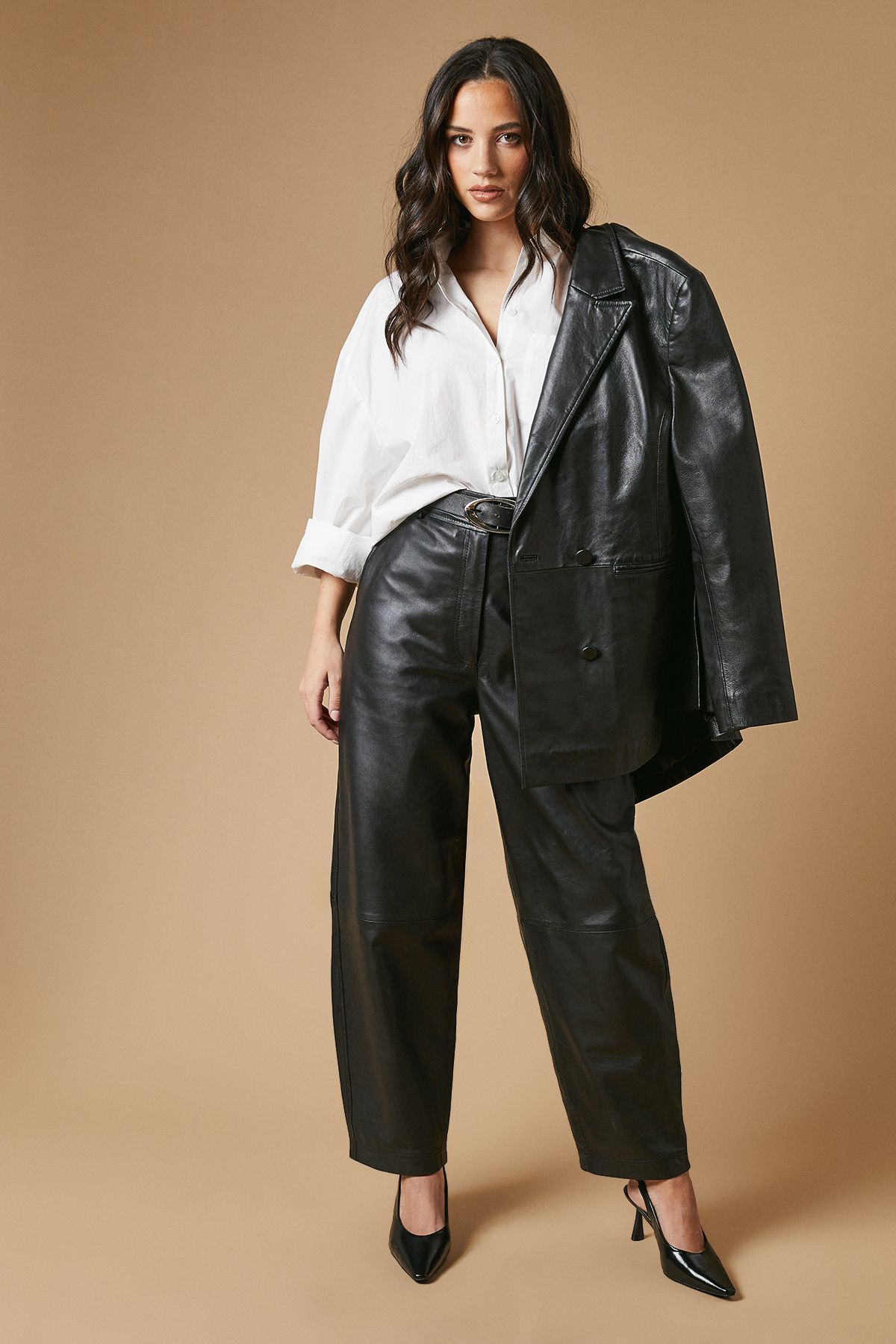 Oasis Bella Chisel Toe Slingback Medium Stiletto Heeled Shoes Black image 1