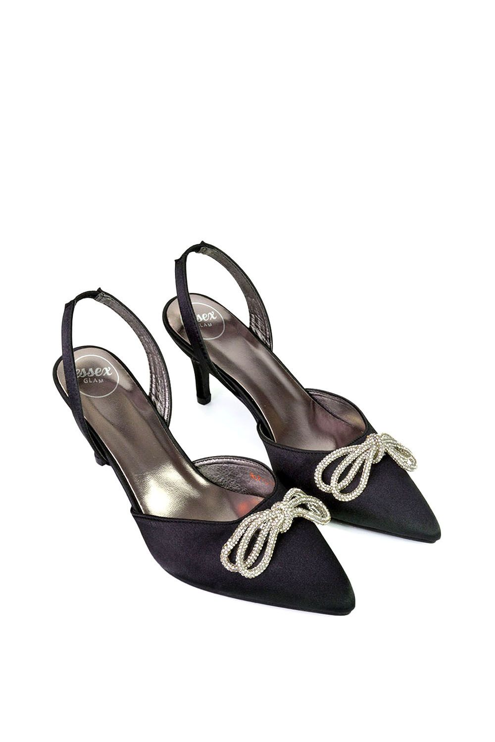 XY London 'Marinah' Slingback Diamante Bow Low Heel Court Shoes image 5