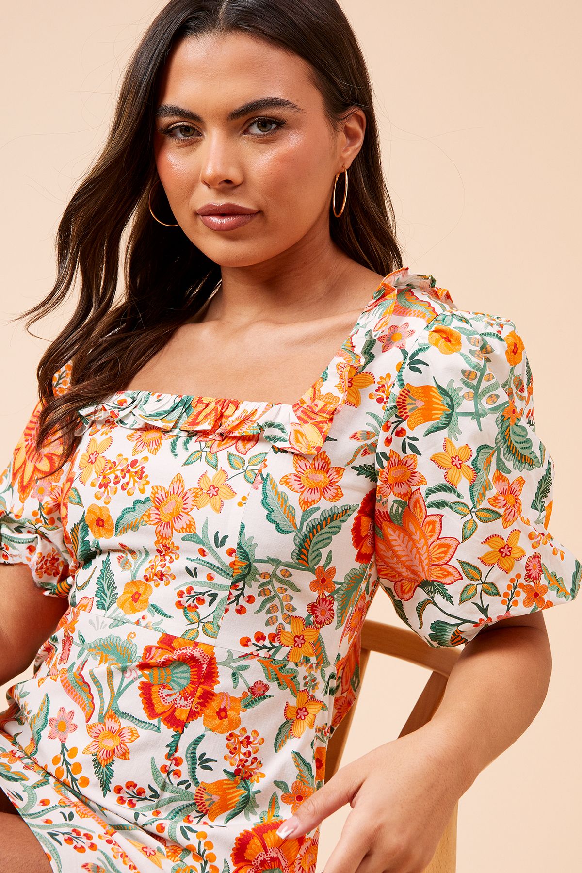 Dorothy Perkins Floral Frill Front Tie Back Mini Dress Floral image 5