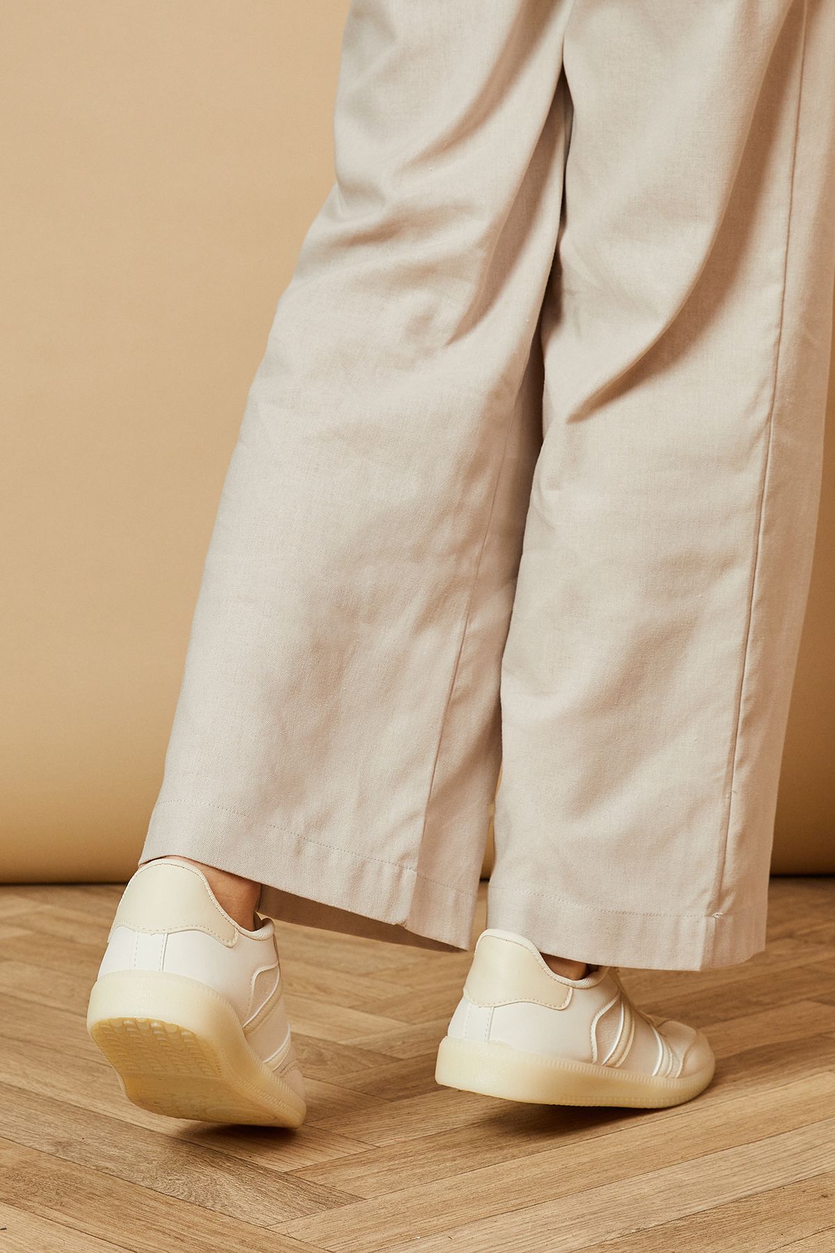 Dorothy Perkins Clara Faux Suede Mix Lace Up Trainers Beige image 3