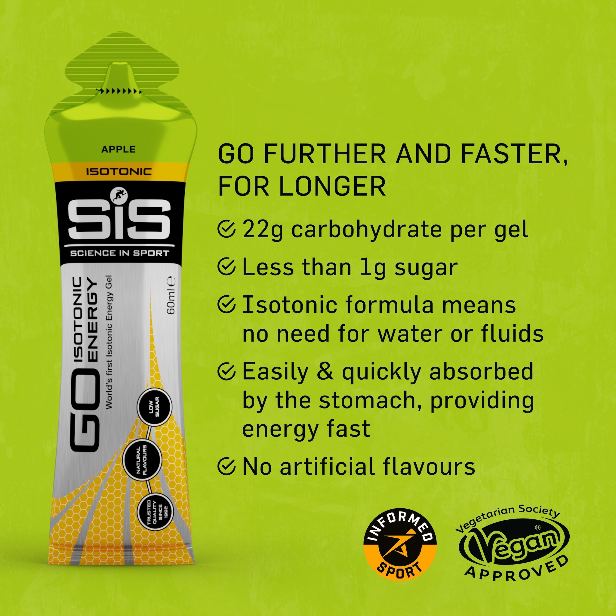 Science in Sport GO Isotonic Energy 60ml Gel - Apple - 30 Pack image 2
