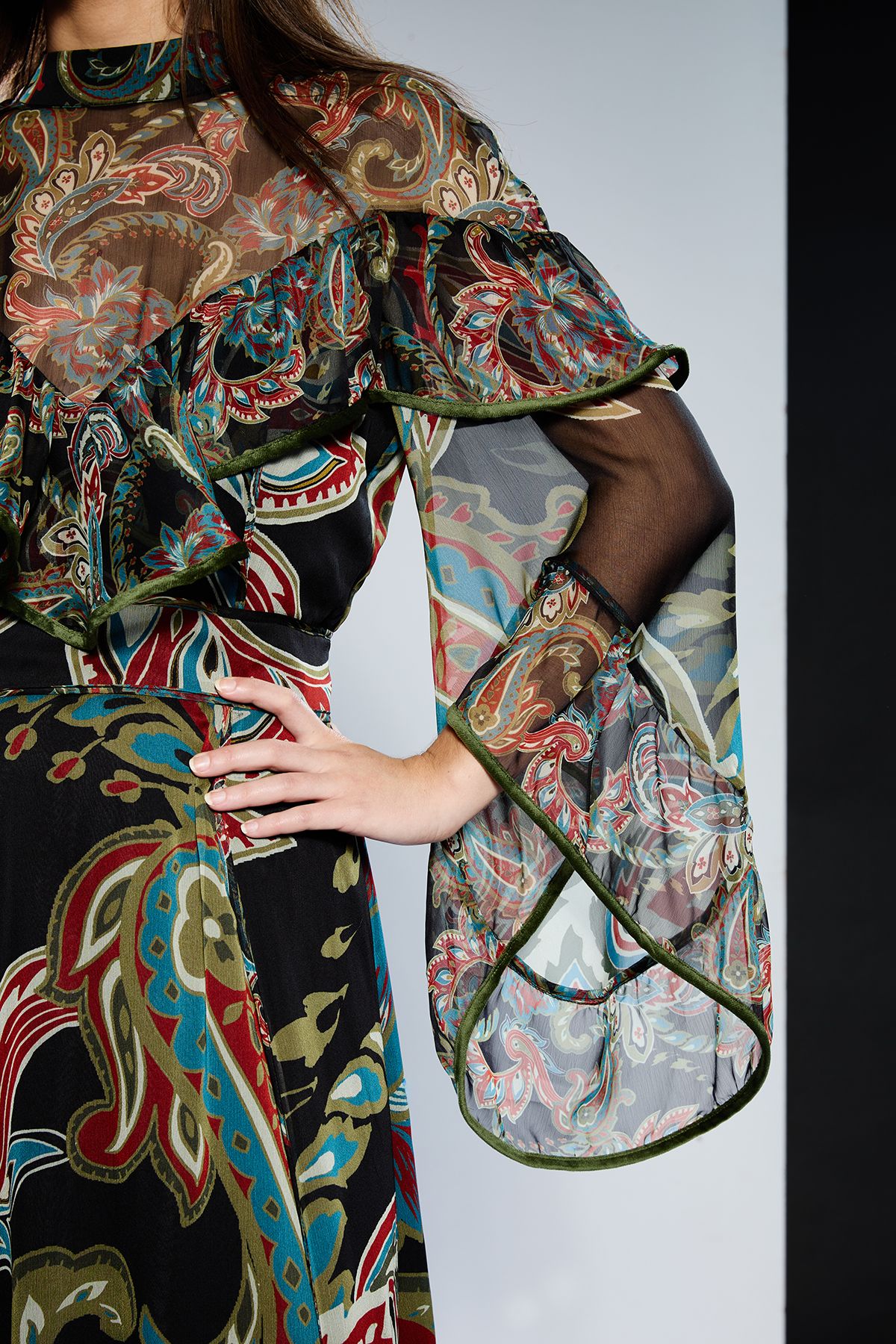 RUNWAY 1.8.1.8 Runway 1.8.1.8 Wide Sleeve High Neck Maxi Dress Multi image 4