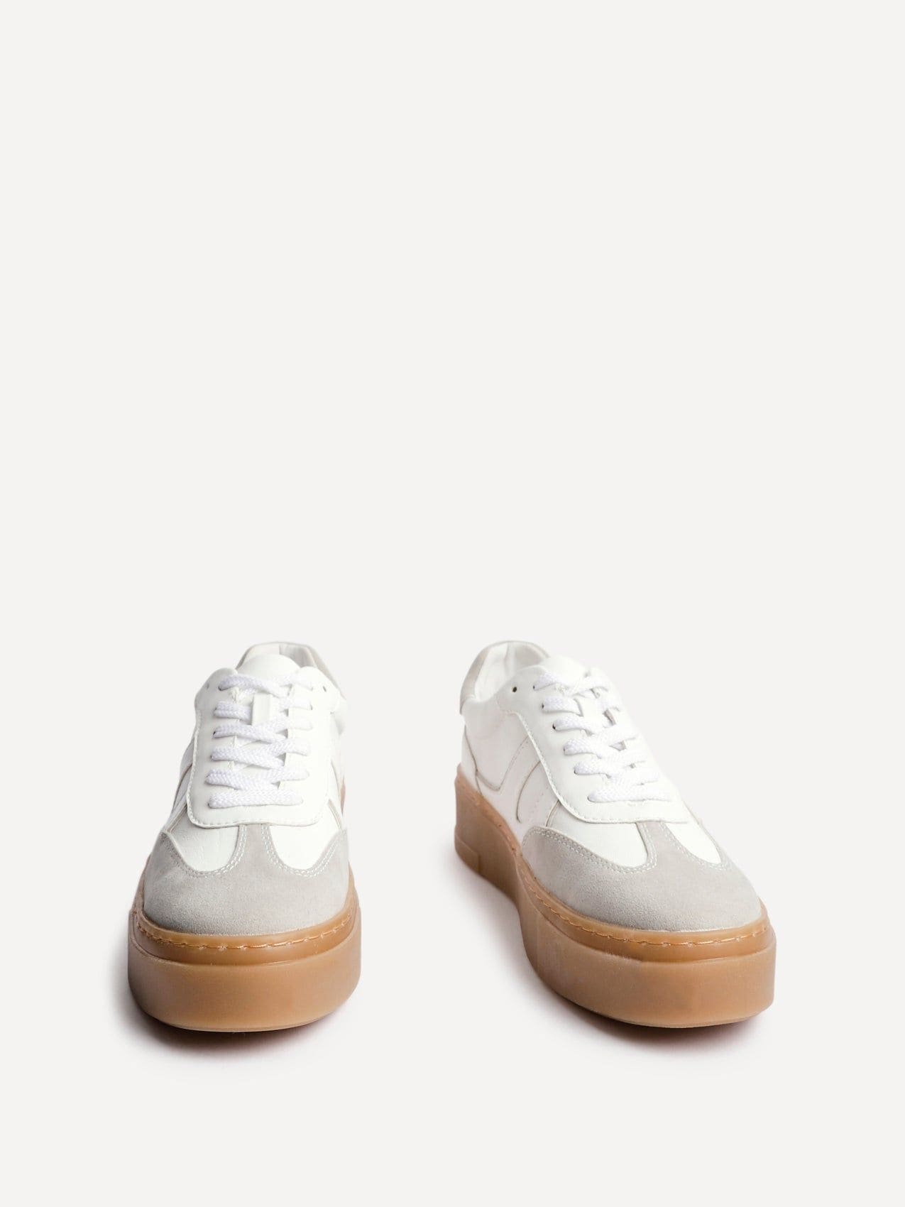 Linzi Kaia White And Grey Faux Leather Lace Up Flatform Trainers image 3