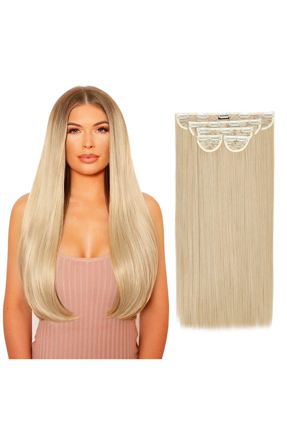 Lullabellz Super Thick 22" 5 Piece Straight Clip In Extensions California Blonde image 3