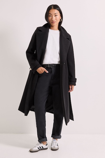 Dorothy Perkins Petite Belted Coat Black