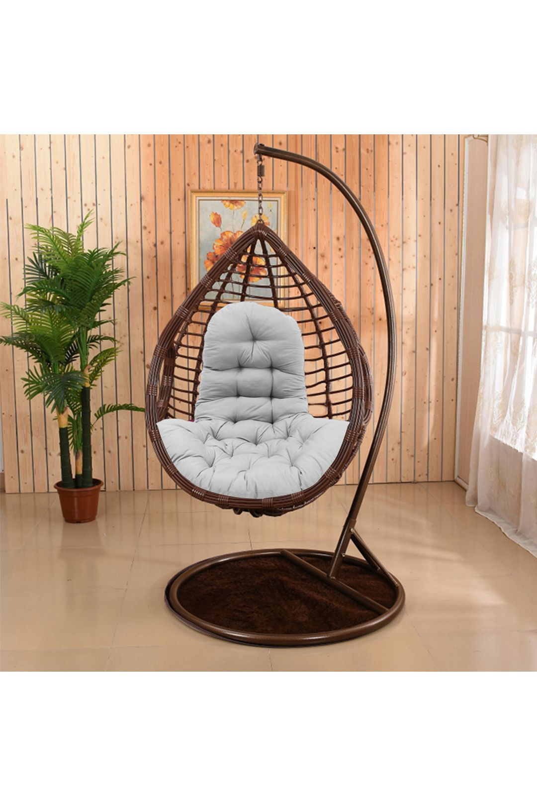 Living and Home 130x95x15cm T-Shaped Garden Cushion for Rattan Swing Chair & Hanging Basket image 3