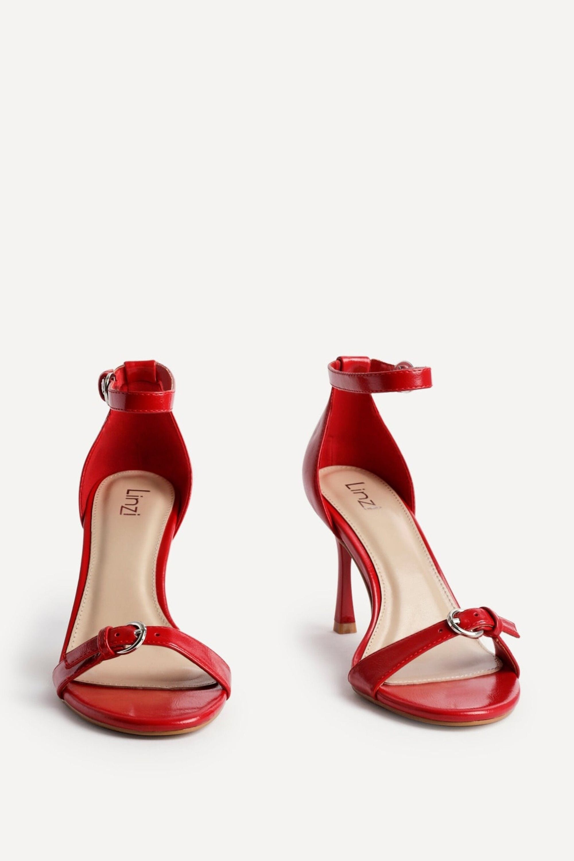 Linzi Prestige Red Faux Leather Stiletto Heeled Sandals image 3