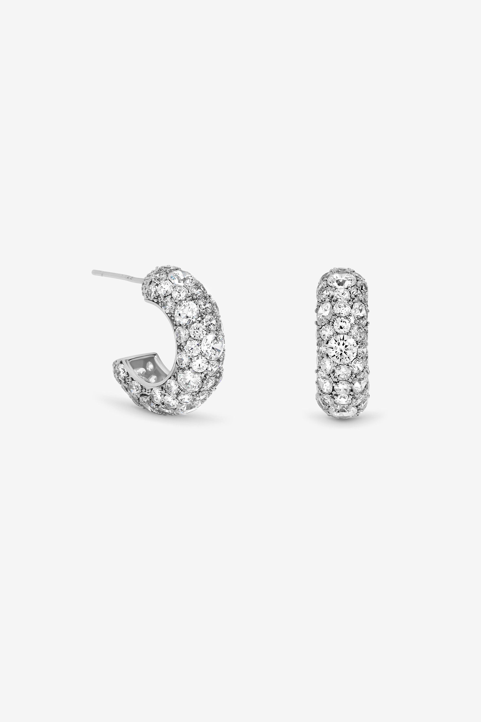 Jon Richard Rhodium Plated Pave Chubby Hoops image 1
