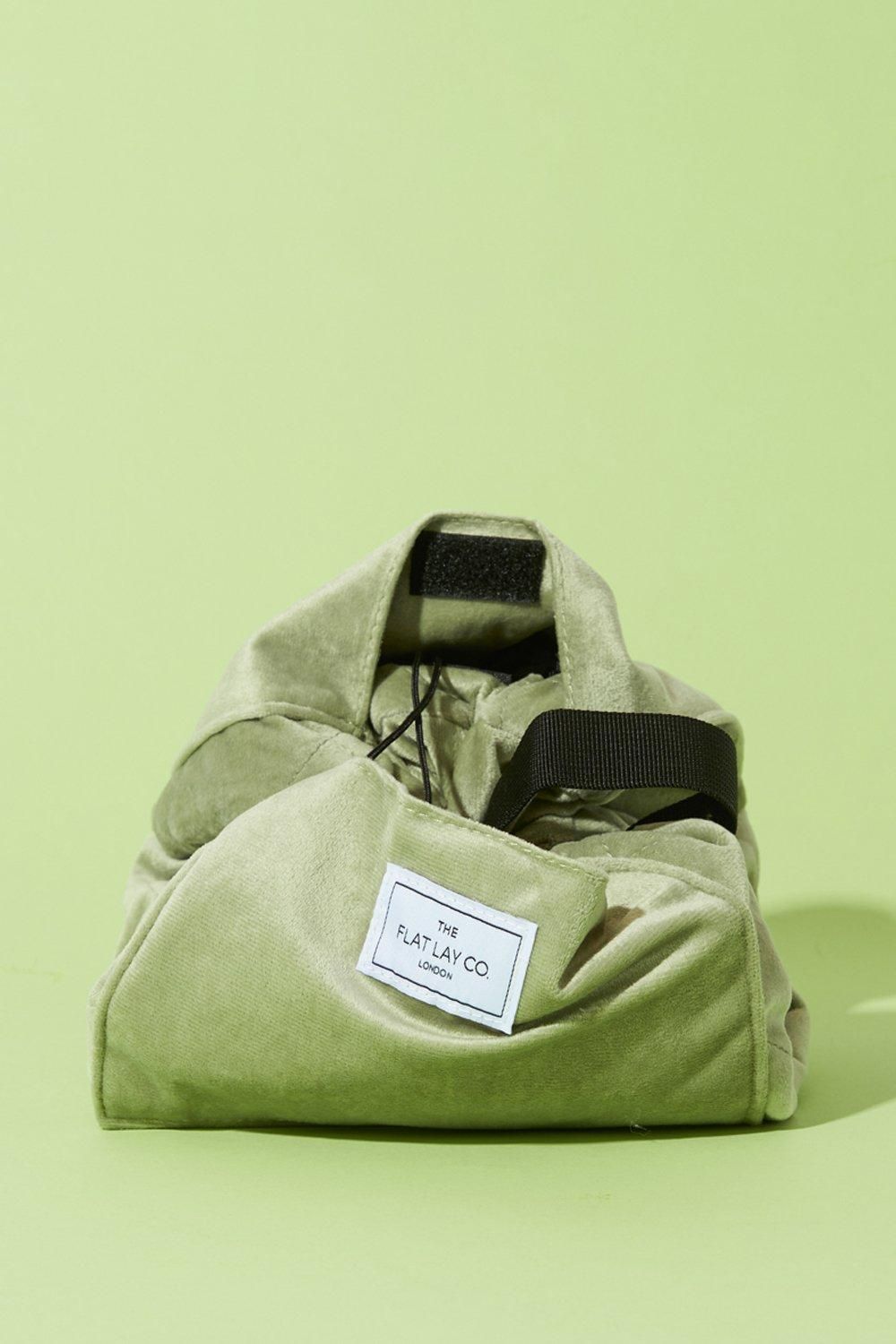 The Flat Lay Co Sage Velvet Open Flat Makeup Bag Sage image 5