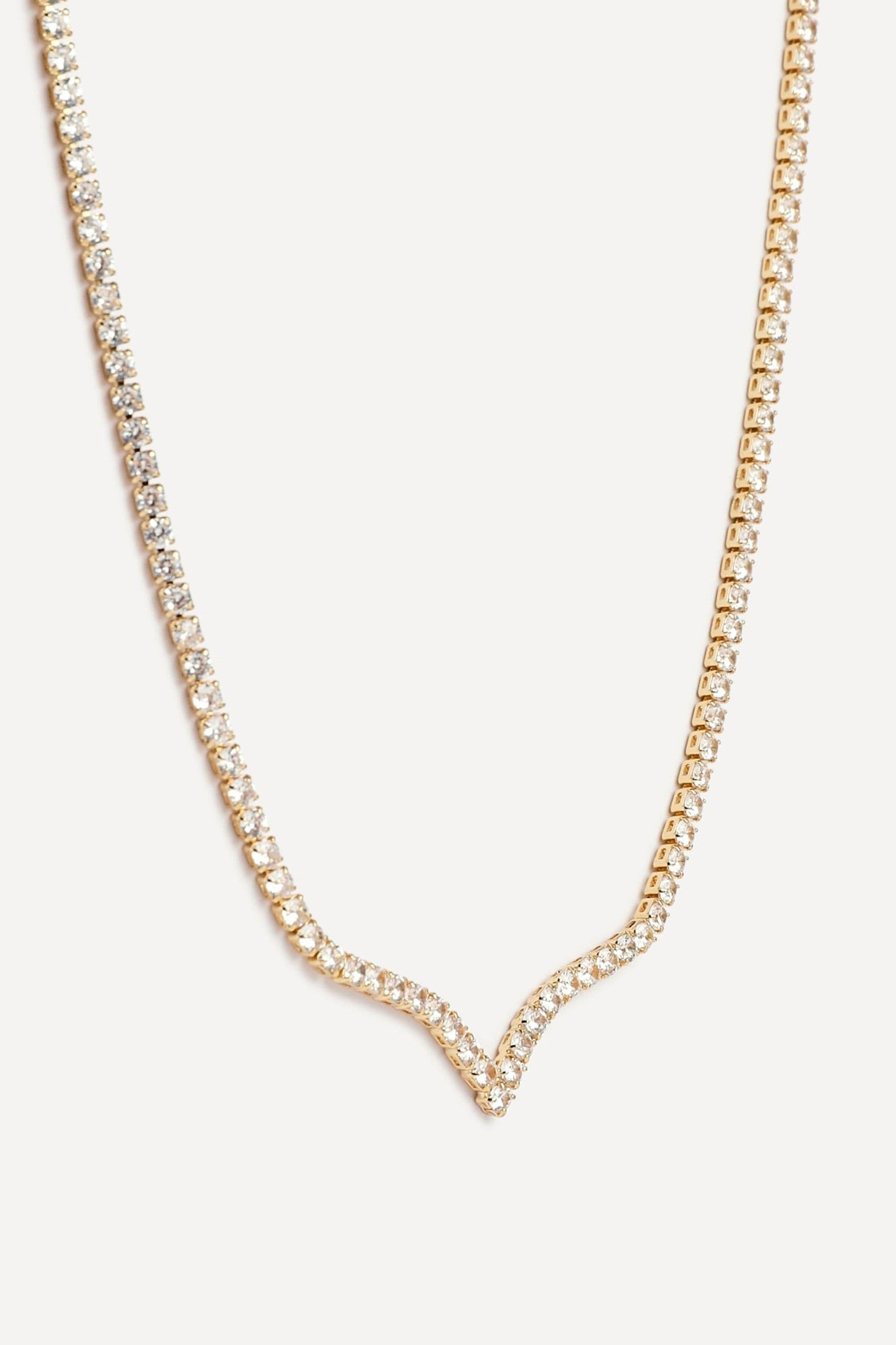 Linzi Evermore Gold V-Shape Tennis Necklace image 4