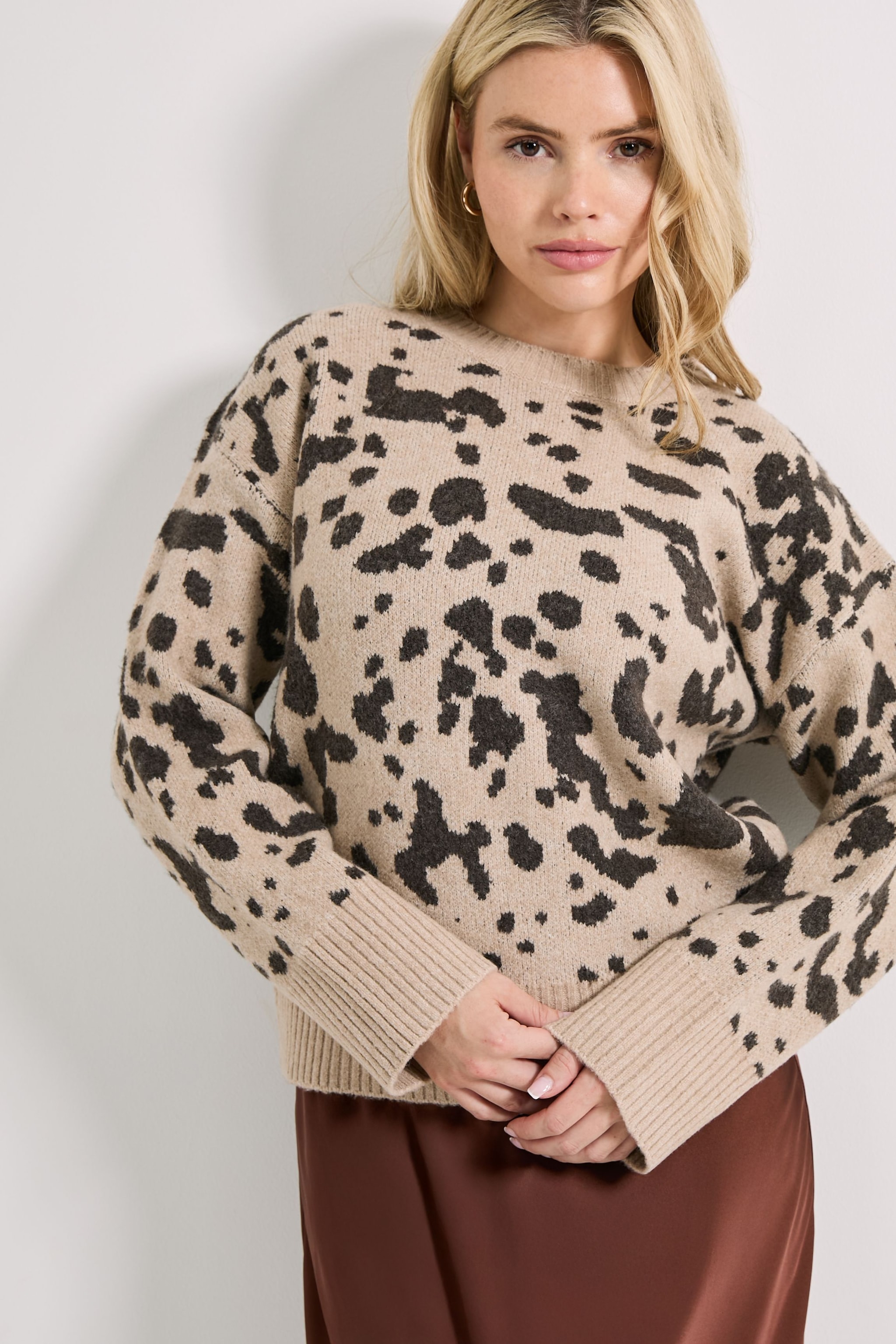 Dorothy Perkins Animal Jacquard Crew Jumper Oatmeal image 2