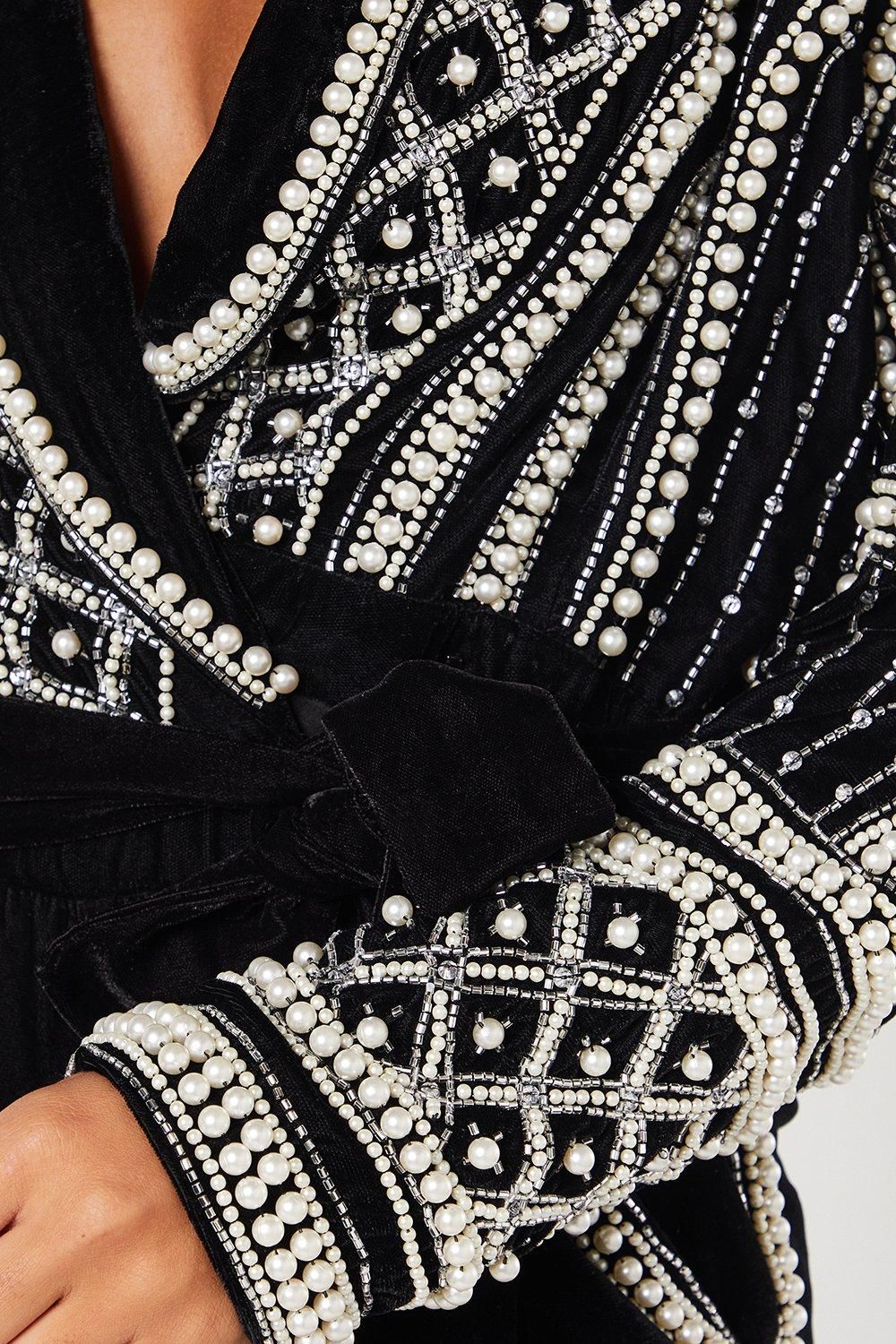 Coast Party Velvet Embellished Long Sleeve Jumpsuit Black image 5