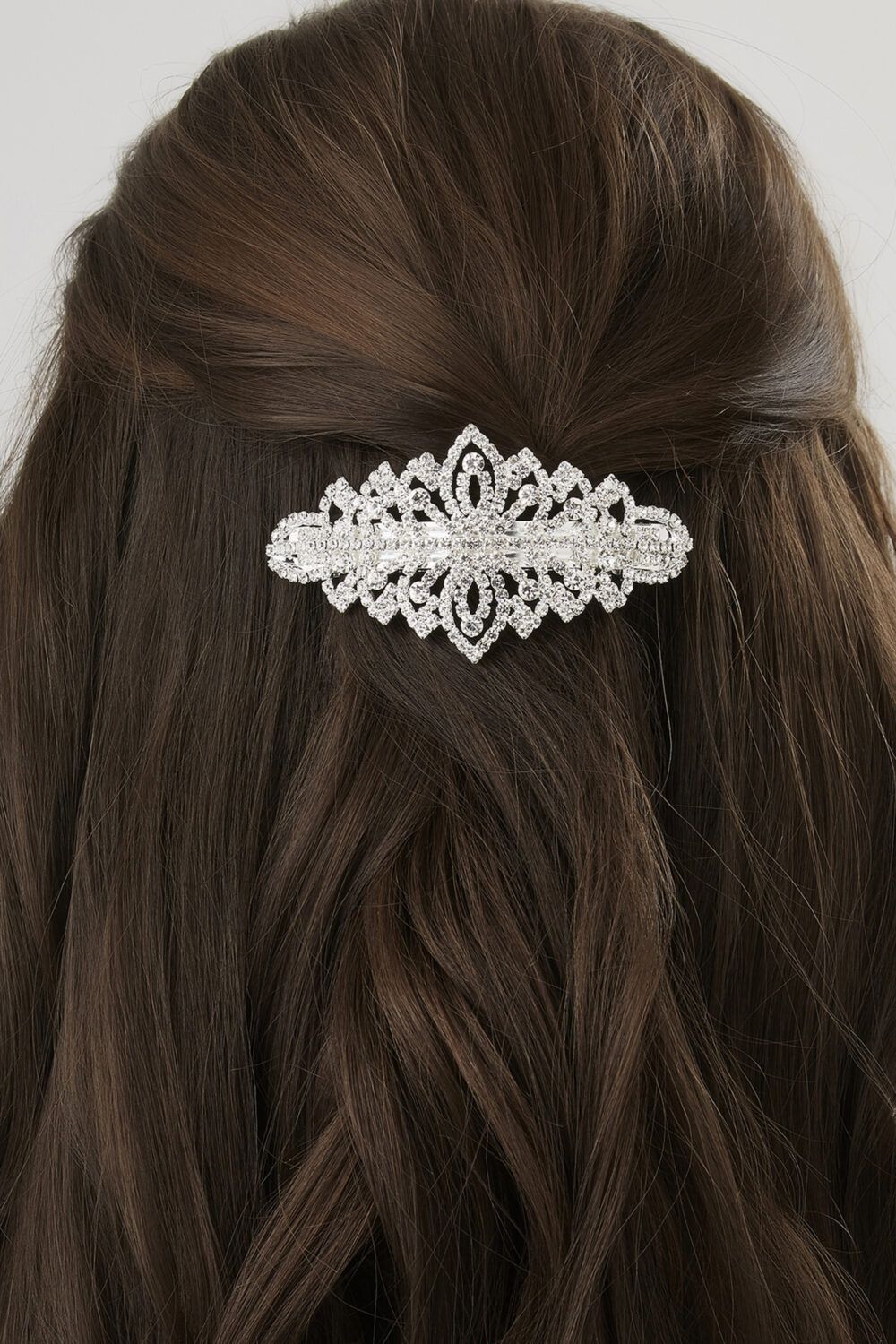 Mood Silver Ornate Crystal Hair Clip image 2