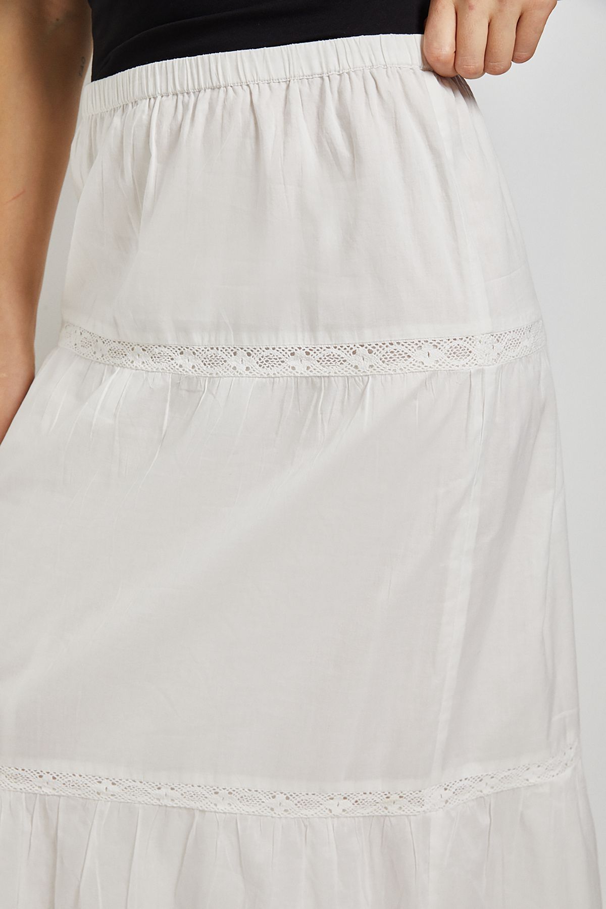 Dorothy Perkins Lace Insert Cotton Midi Skirt White image 4
