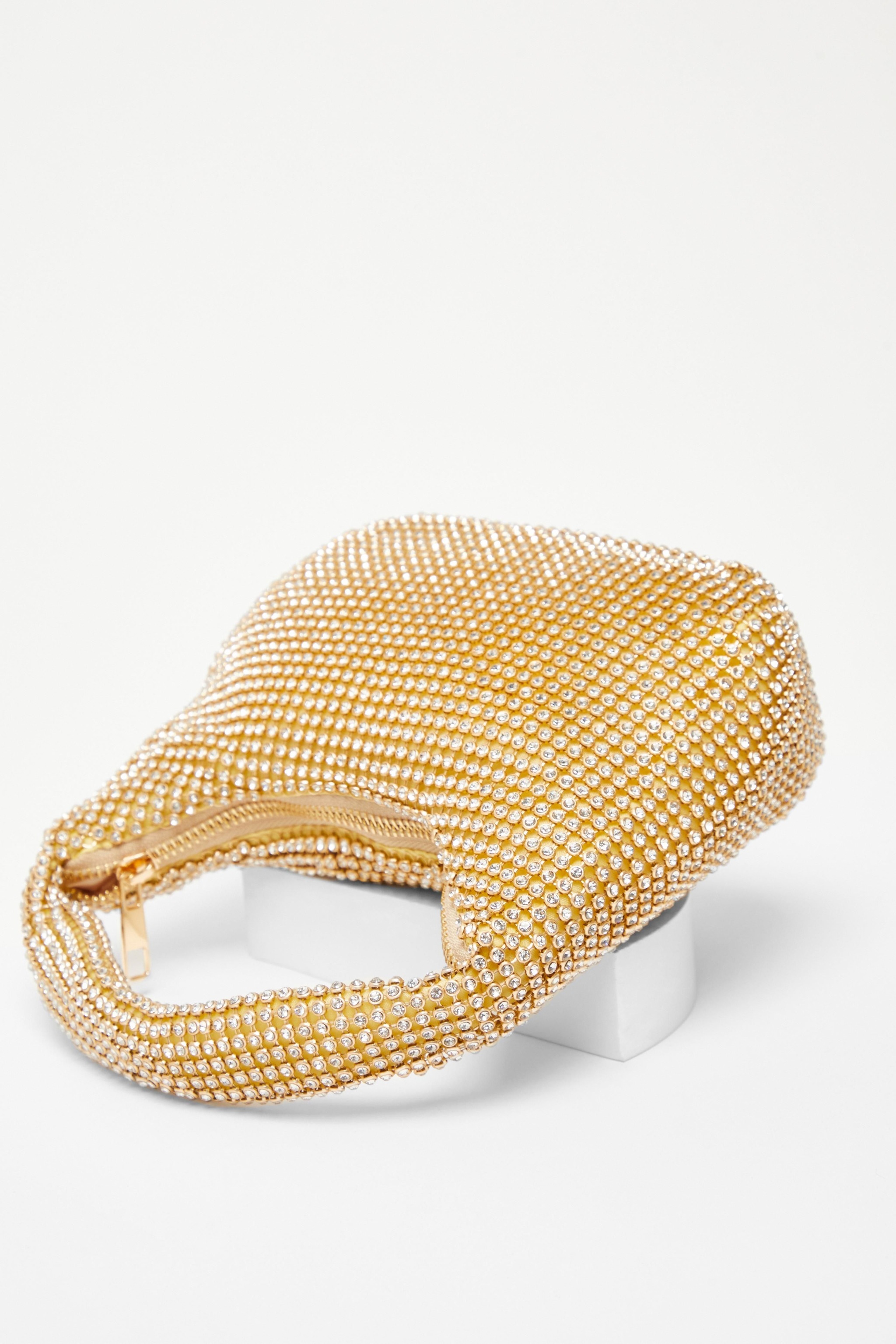 Quiz Gold Diamante Pouch Bag image 4