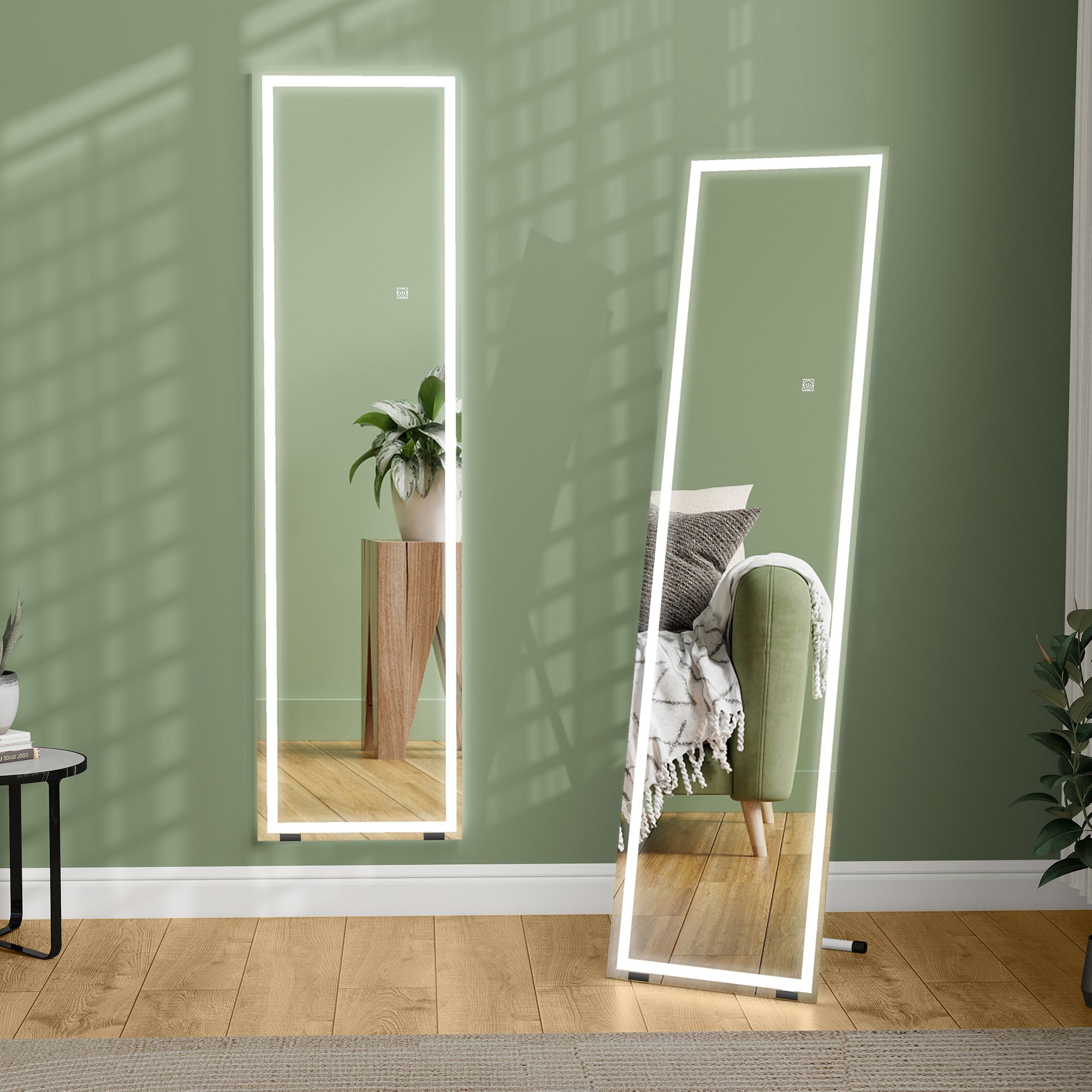 HOMCOM LED Lighted Full Length Mirror Dimmable Full Size Body Mirror, White image 2
