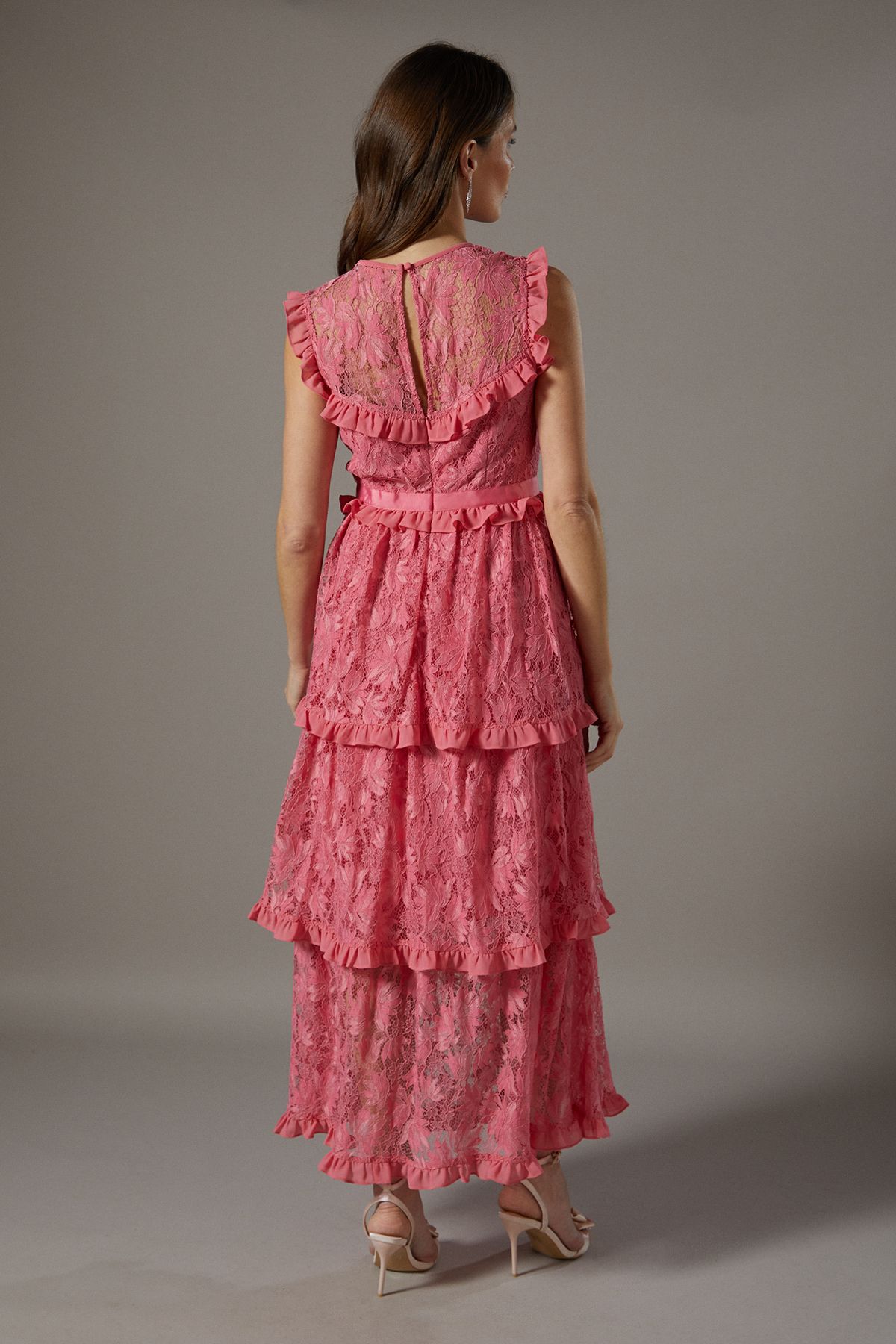 Coast Lace Ruffle Tiered Dress Coral Pink image 3