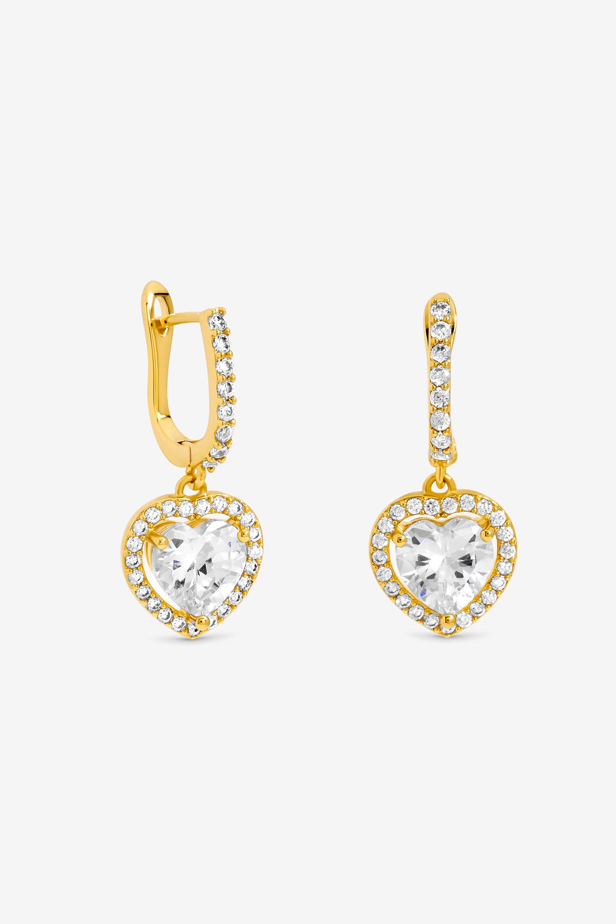 Jon Richard Gold Plated and Crystal Halo Heart Hoop Earrings image 1