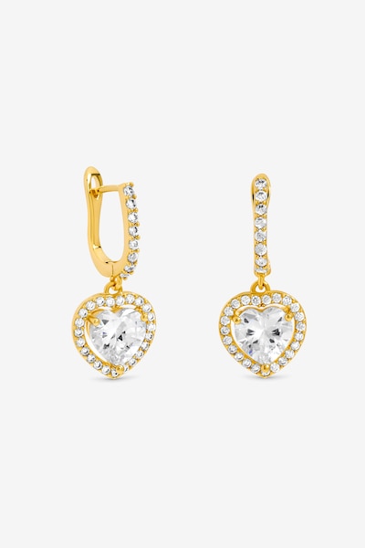 Jon Richard Gold Plated and Crystal Halo Heart Hoop Earrings