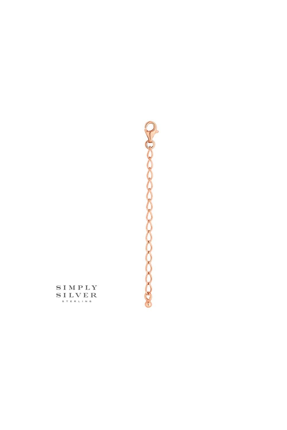Simply Silver 14ct Rose Gold Plated Sterling Silver 925 Extension Chain Necklace