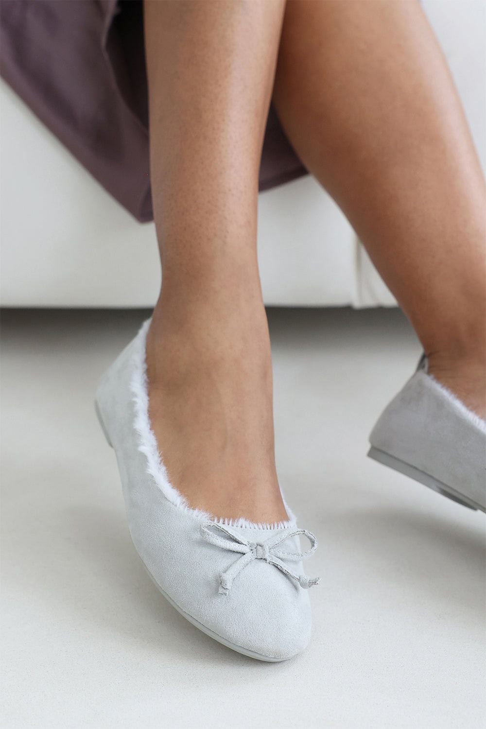 Where's That From 'Danica' Ballet Slippers with Faux Fur Lining and Bow Detail image 7