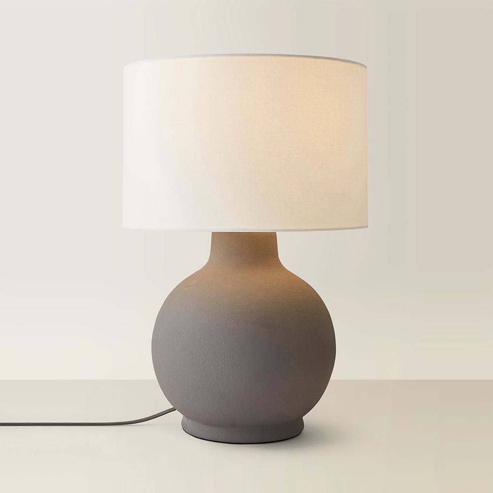ValueLights Blair Natural Linen Shade Hand Finished Ceramic Stonewear Table Lamp with Bulb image 6