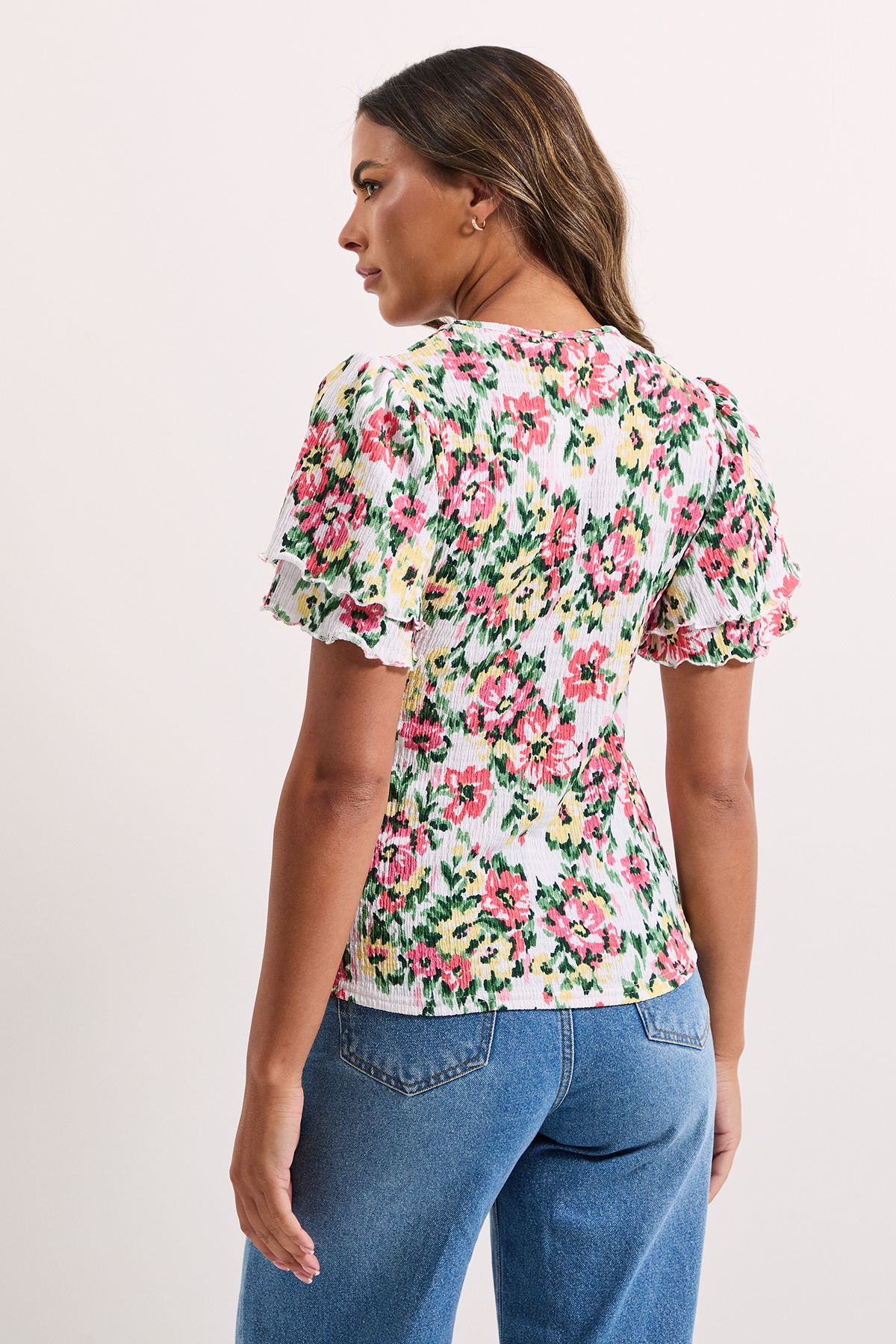 Dorothy Perkins Floral Ruffle Sleeve Printed Jersey Top Floral image 4