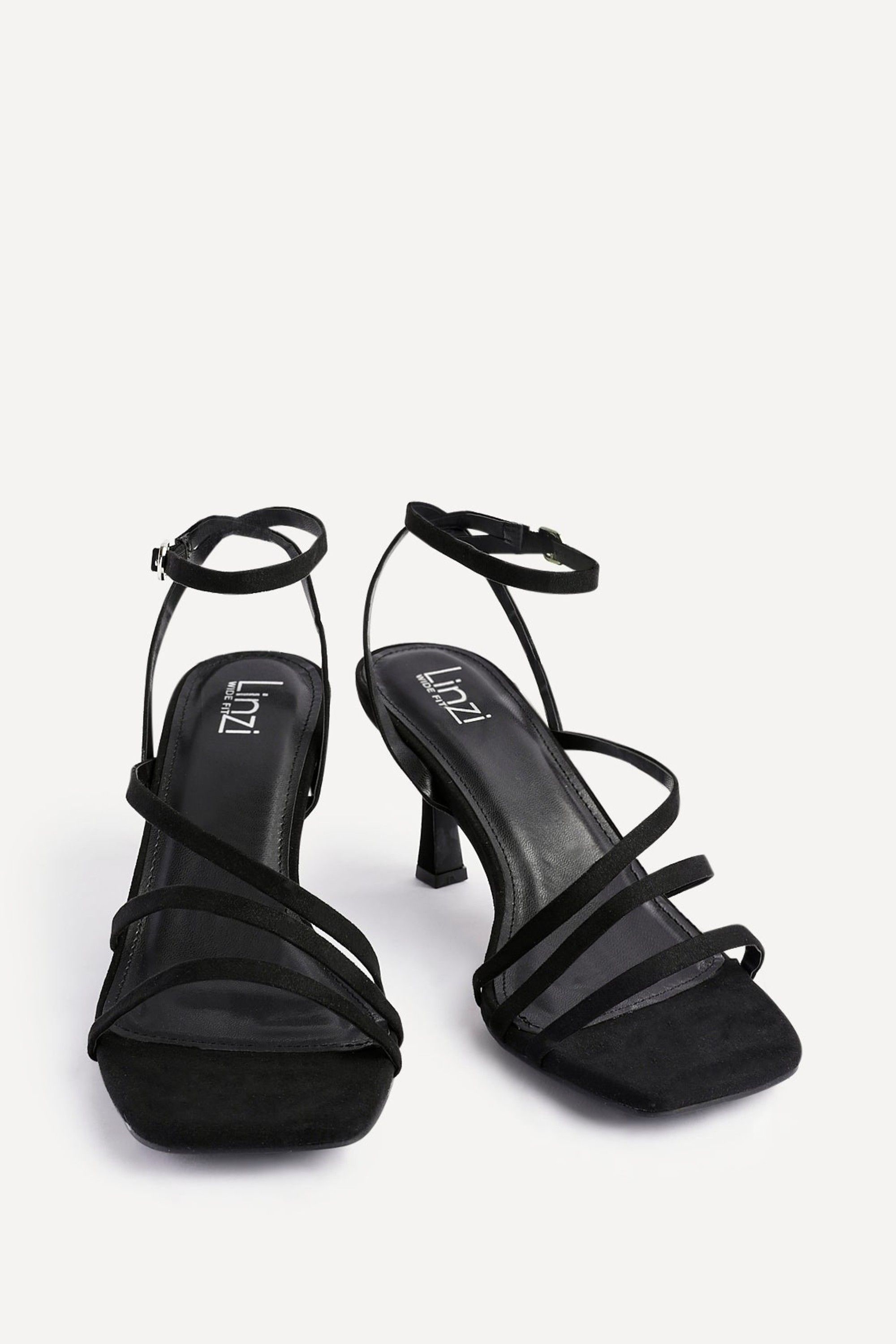 Linzi Reflect Black Faux Suede Strappy Heels image 3