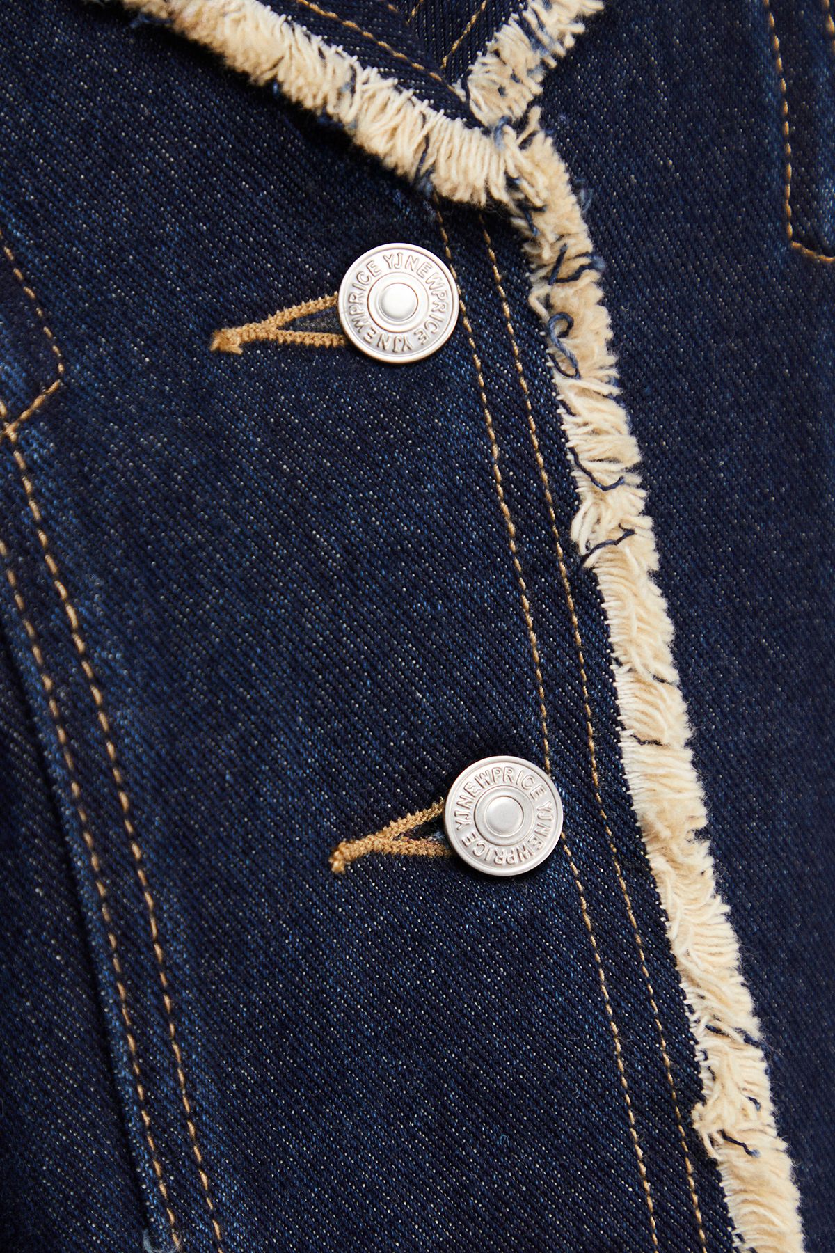 Warehouse Front Fitted Denim Jacket With Frayed Hem Indigo image 5