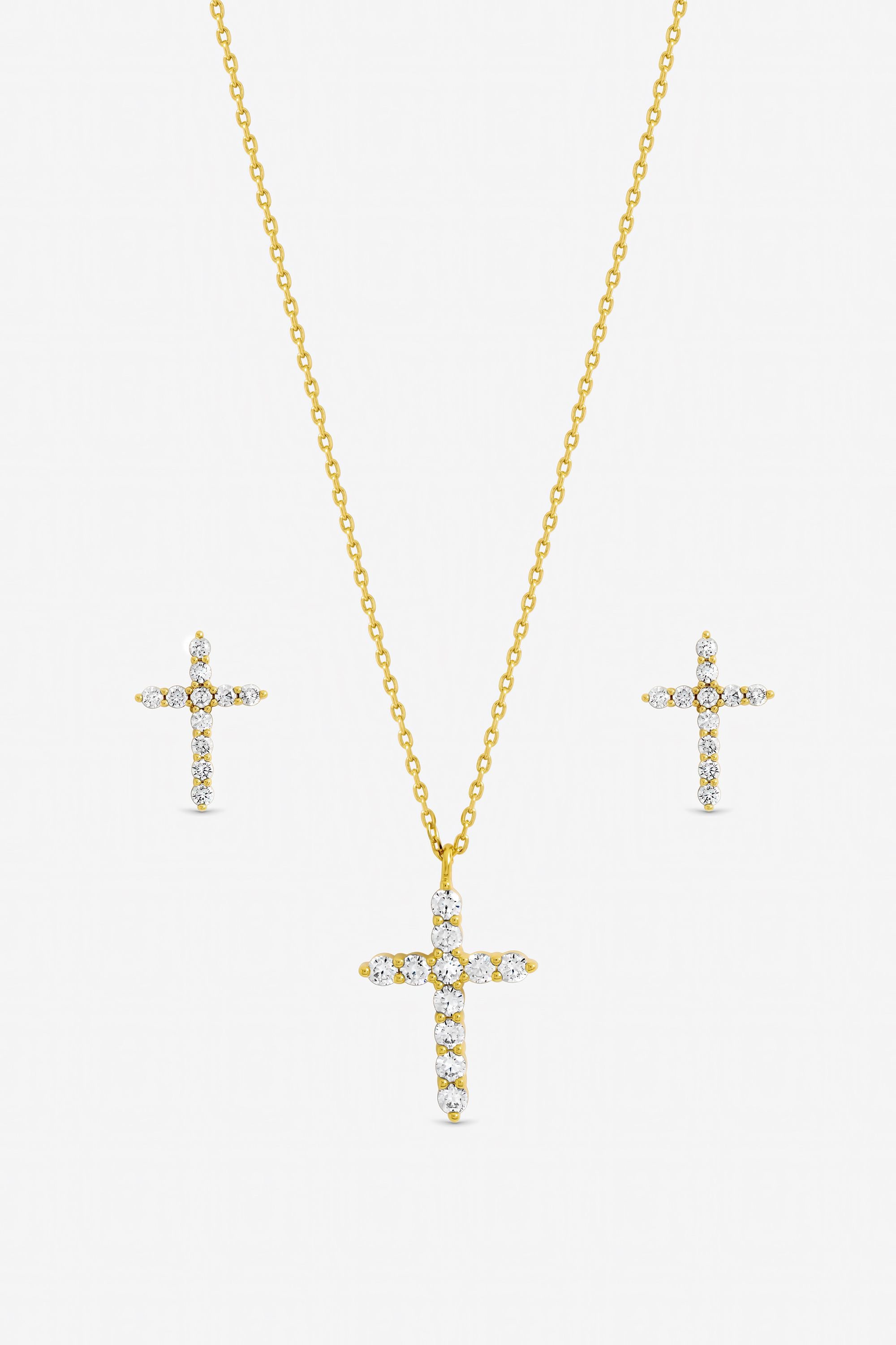 Jon Richard Gold Plated Cubic Zirconia Cross Set - Gift Box image 2