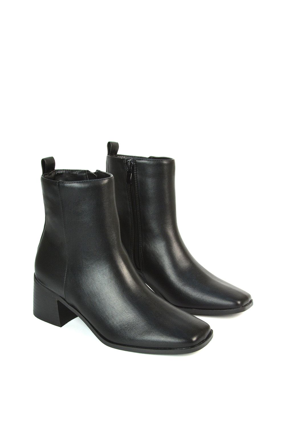 XY London 'Angela' Square Toe Low Heel Ankle Booties With Block Heel image 4