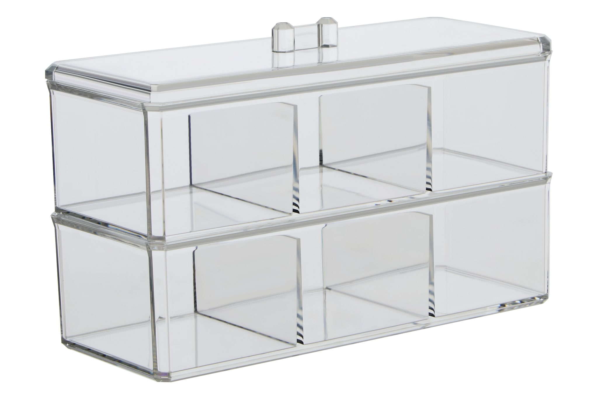 Orsina Six Compartment Plastic Cosmetics Organiser, Makeup Drawer Organiser, Cosmetic Storage Box, Makeup Tray image 2