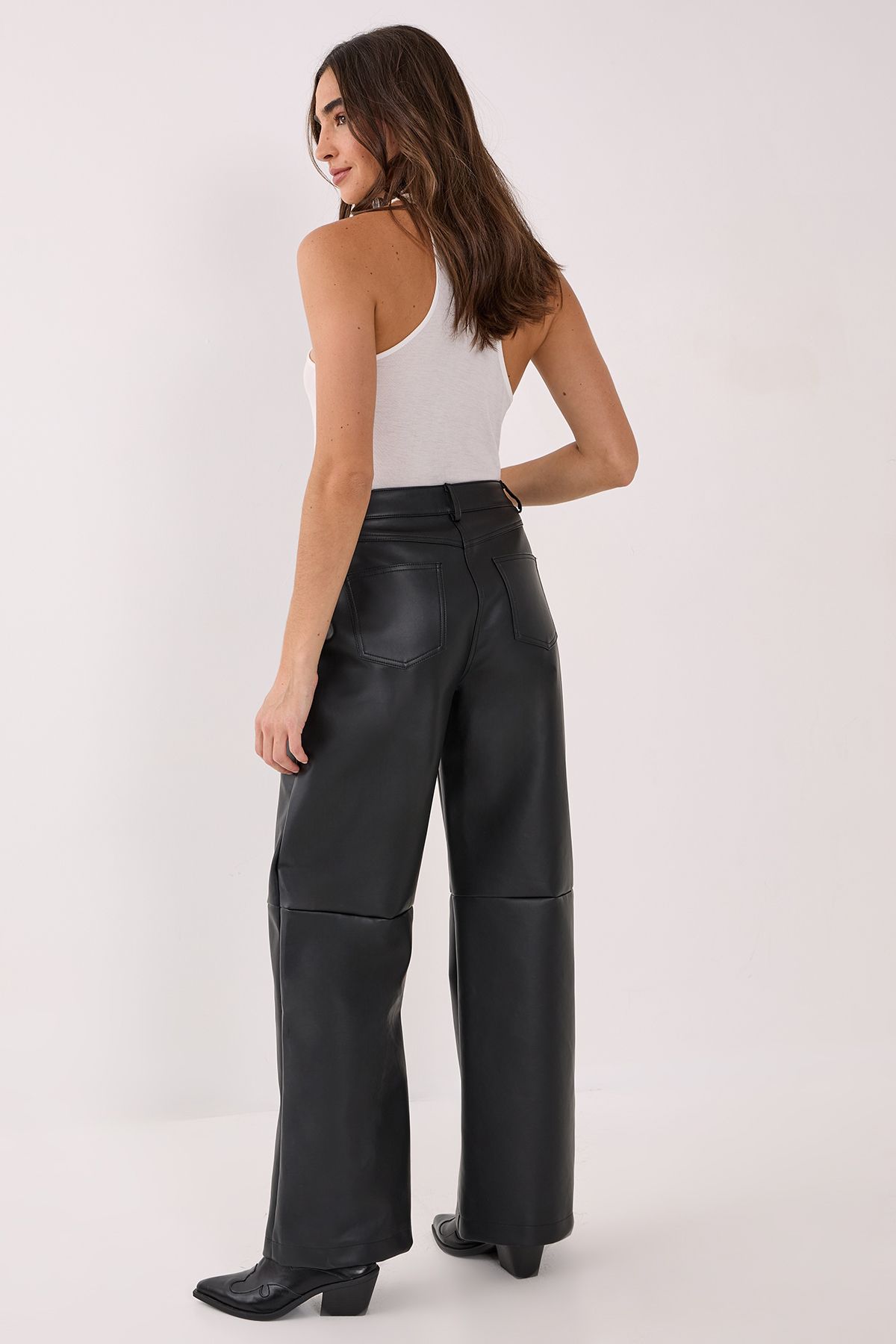 NastyGal Essentials Faux Leather Trouser Black image 4