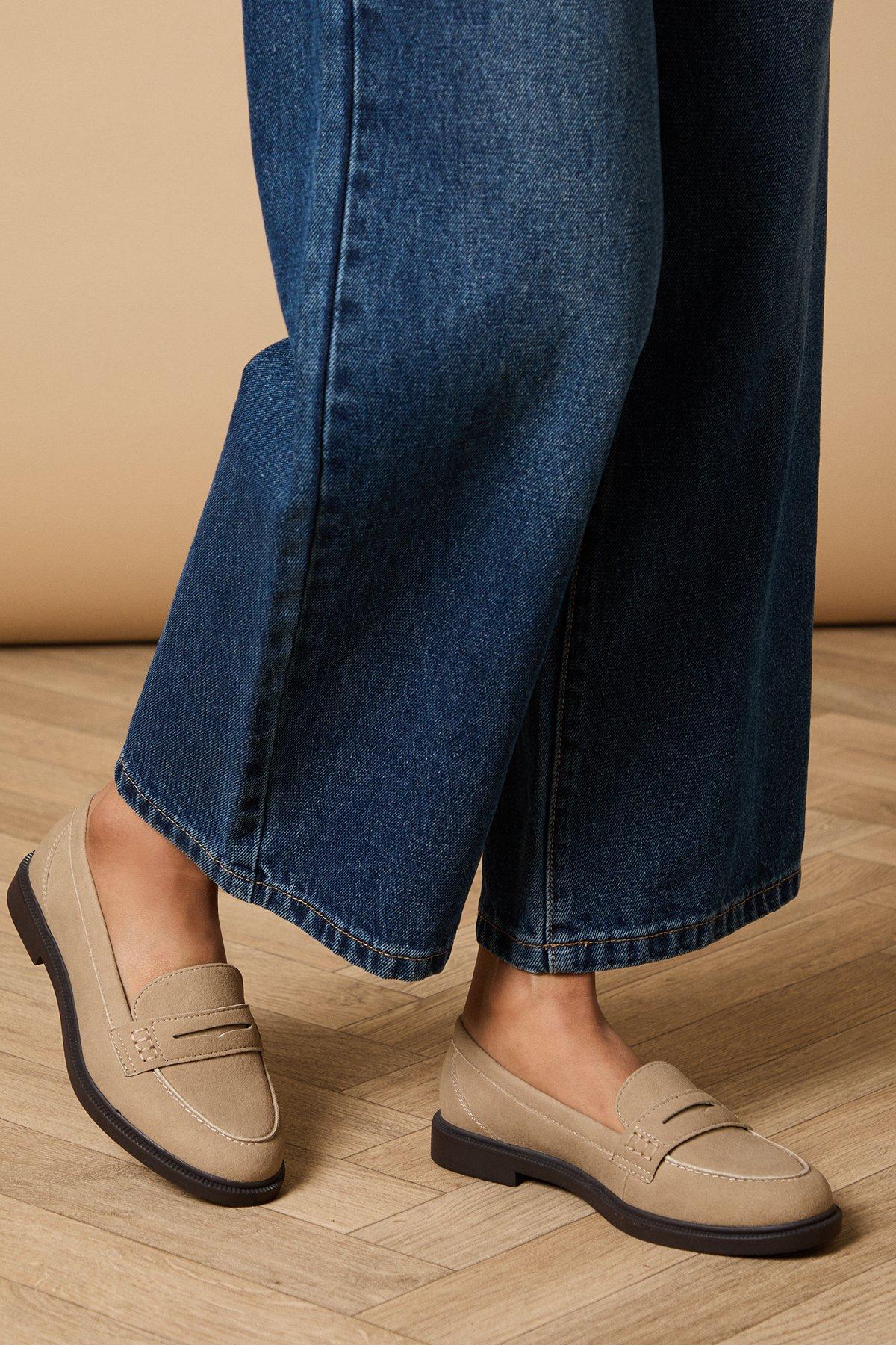 Oasis Beech Faux Suede Penny Loafers Taupe image 1