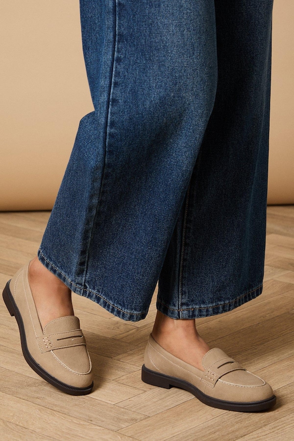 Oasis Beech Faux Suede Penny Loafers Taupe