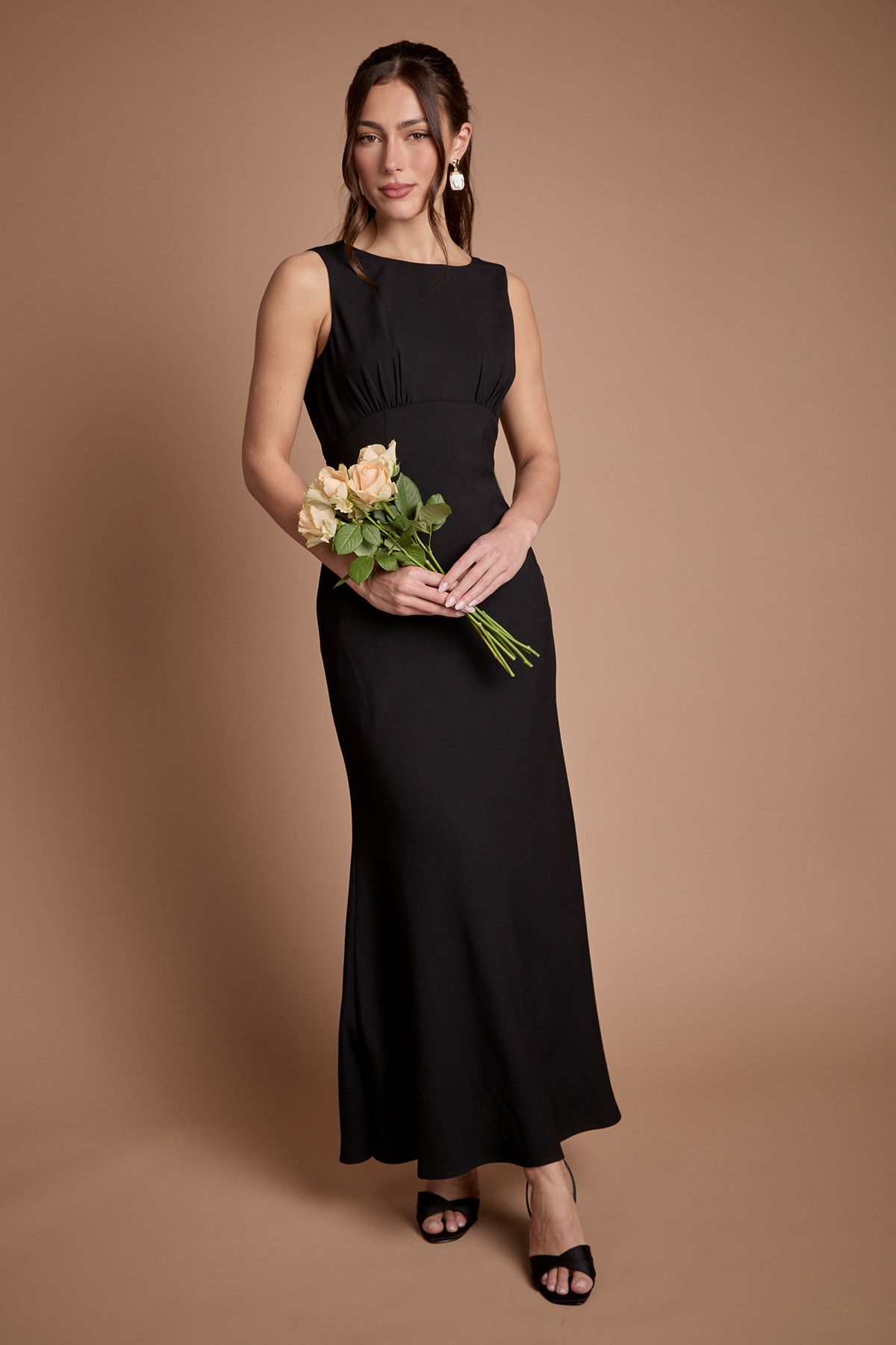 Coast Coast Honoured Petite Sleeveless Cowl Back Maxi Bridesmaid Dress Black