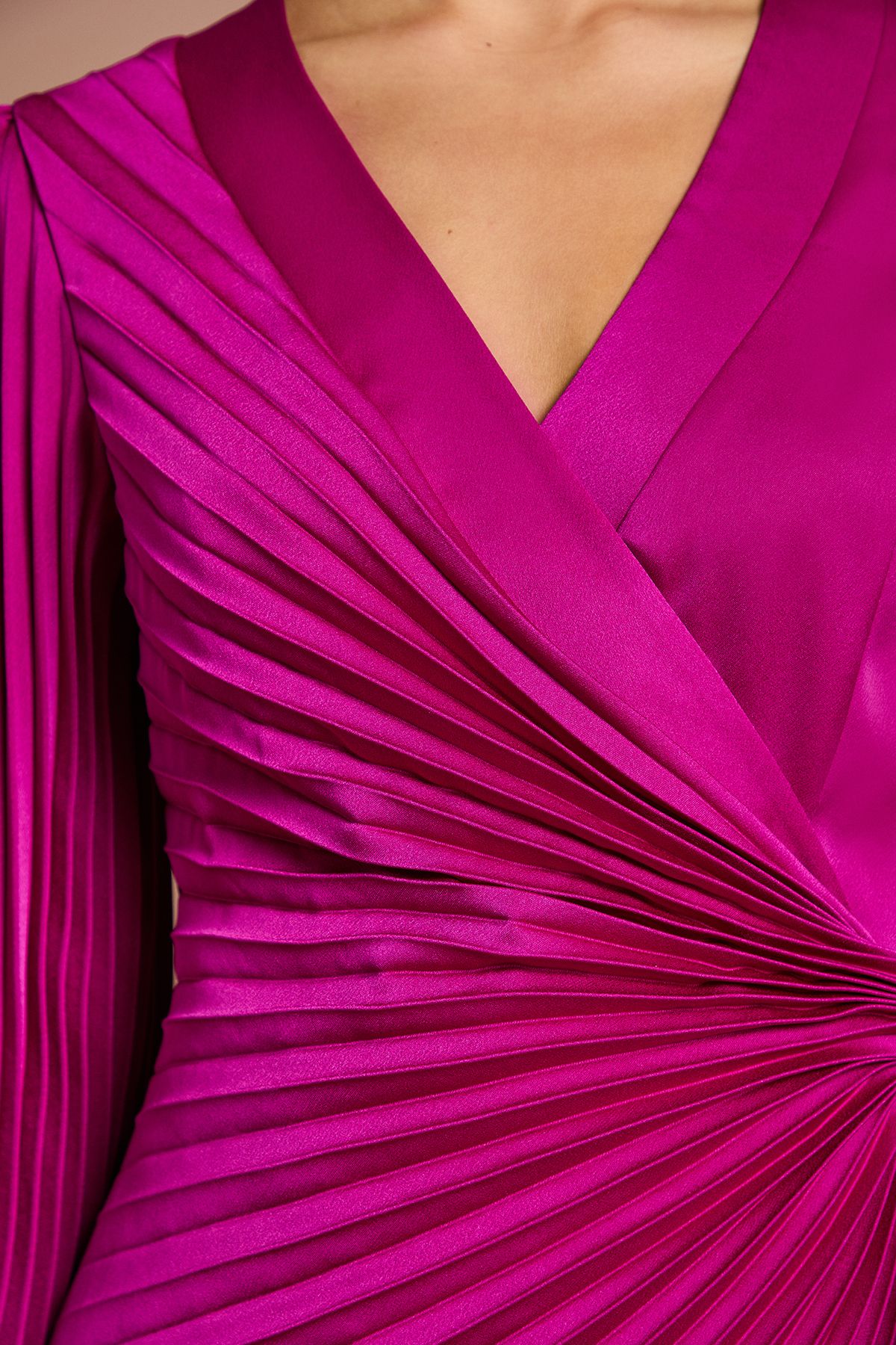 Coast Satin Pleated Wrap Dress Berry image 5