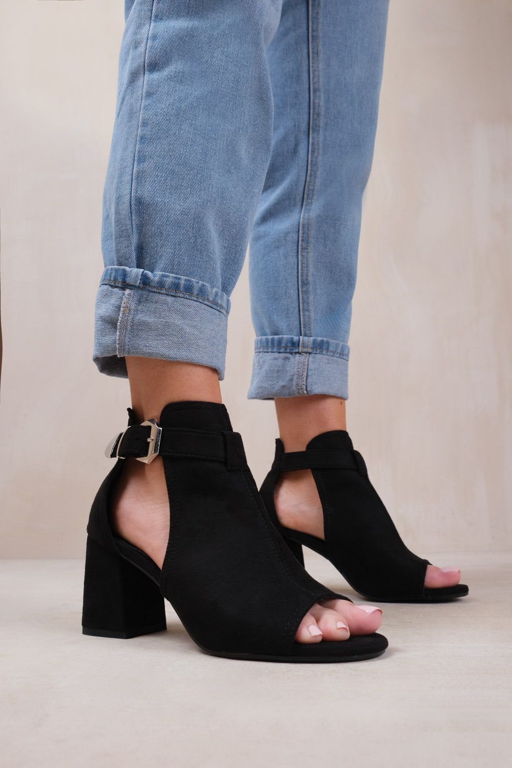 Where's That From 'Lisa' Wide Fit Block Heel With Side Buckle And Open Toe Front image 1