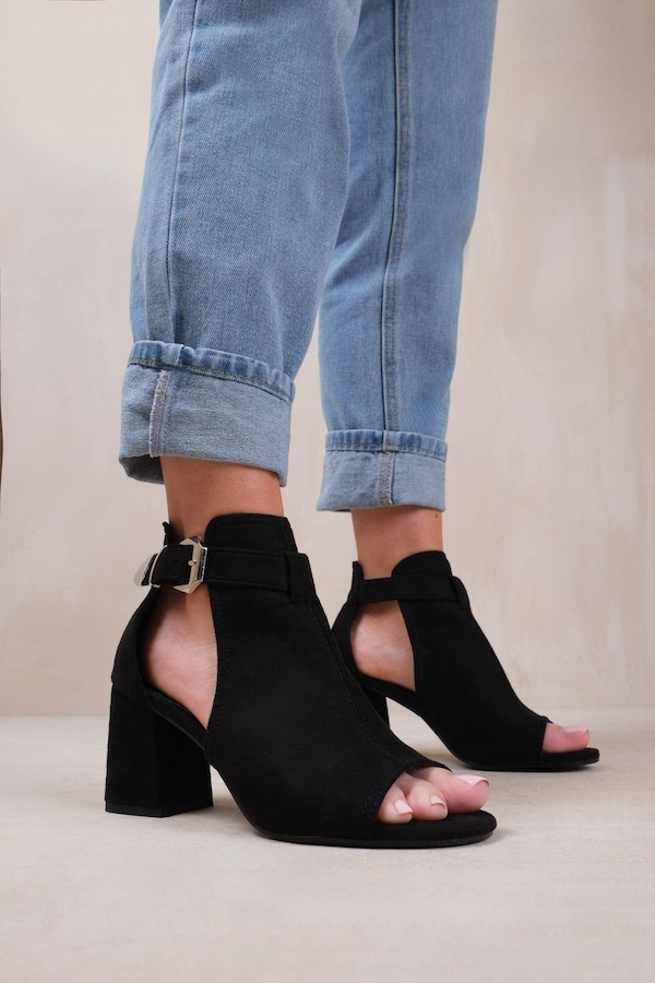 Where's That From 'Lisa' Wide Fit Block Heel With Side Buckle And Open Toe Front