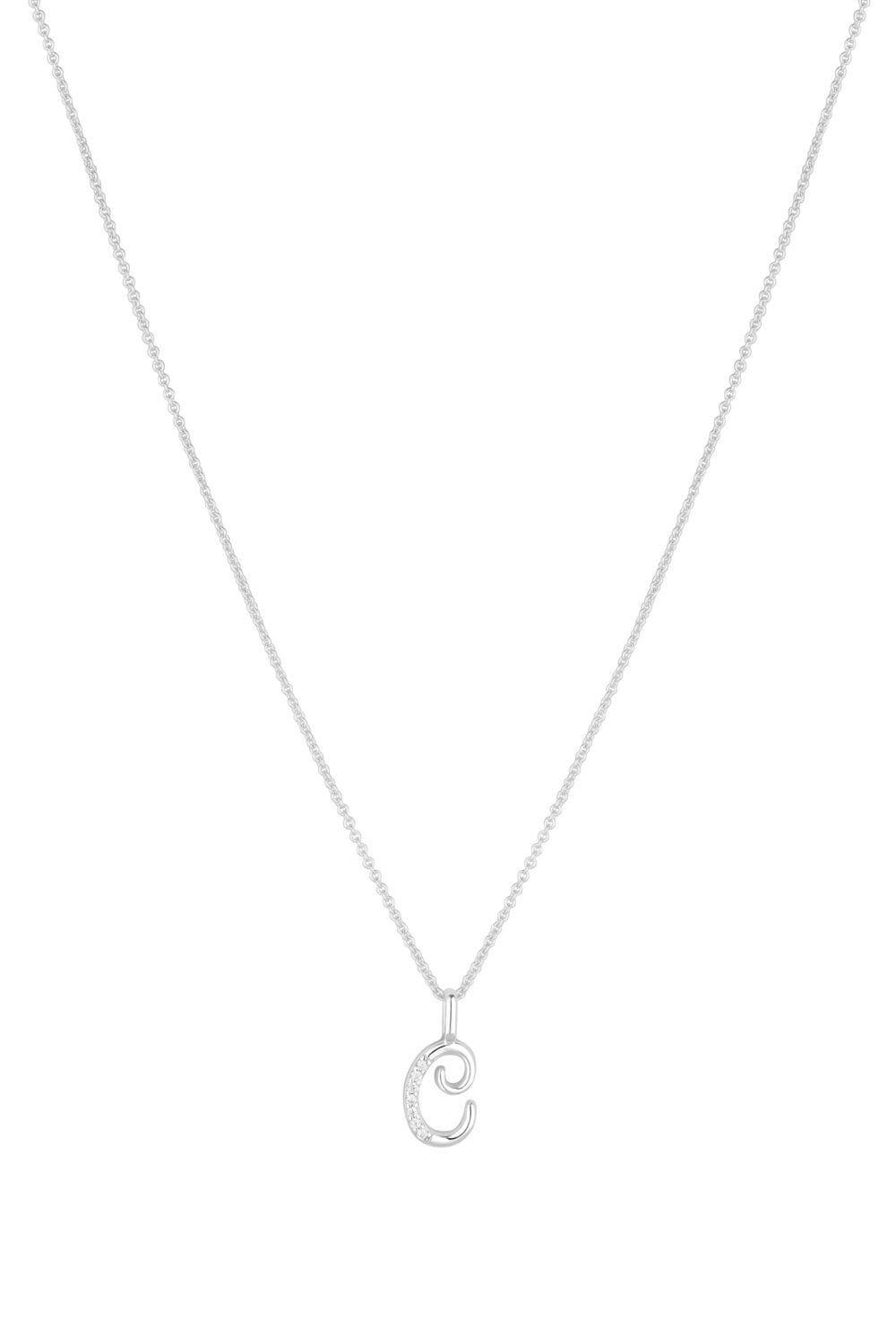 Simply Silver Sterling Silver 925 Polished and Cubic Zirconia Initial Pendant - C image 1