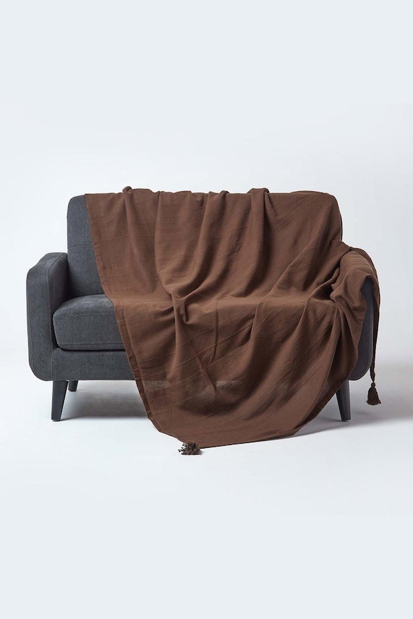Homescapes Cotton Rajput Ribbed Throw