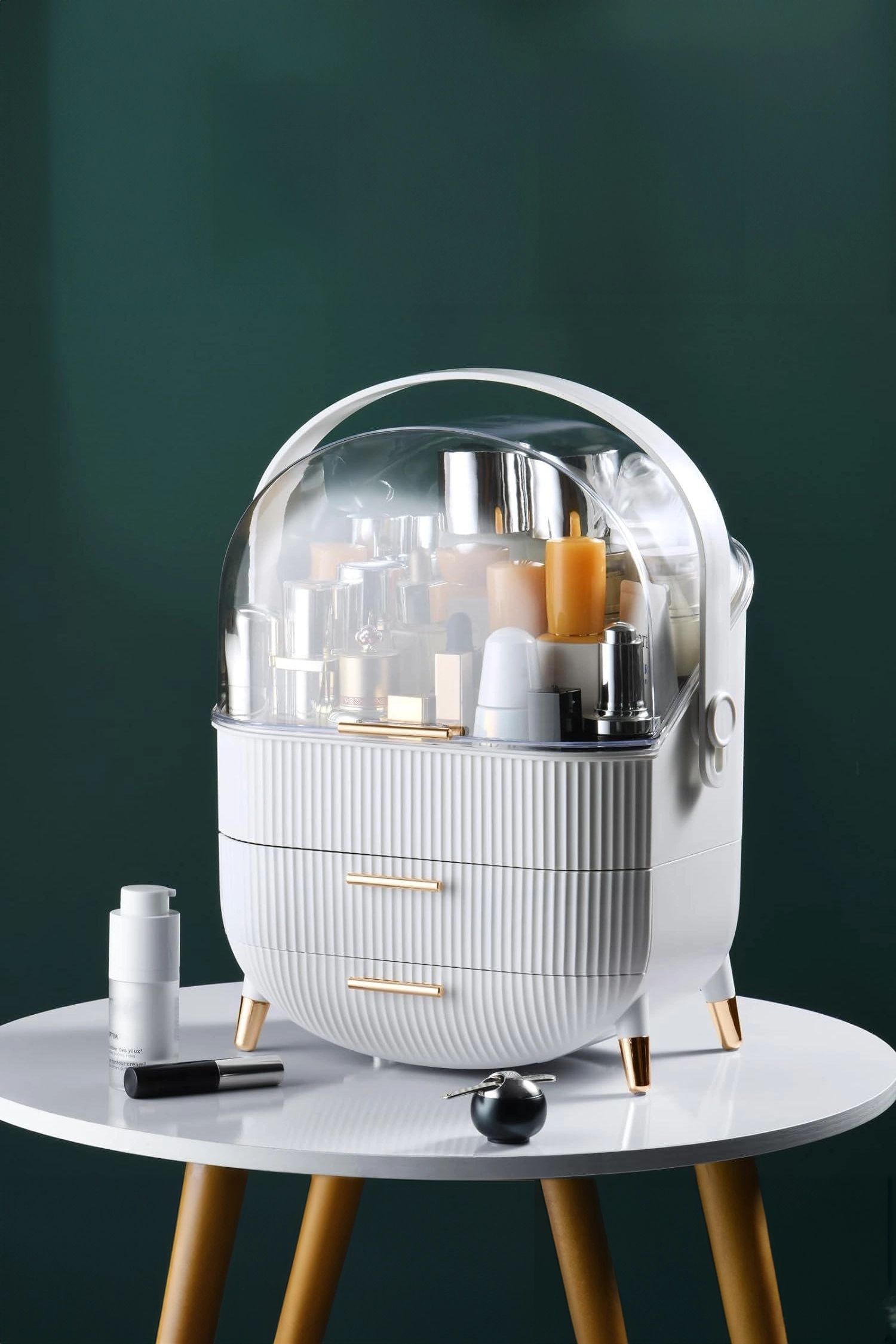 Neo Three Layer Cosmetic Makeup Storage Organiser Skincare Display Box Case With Portable Handle image 3