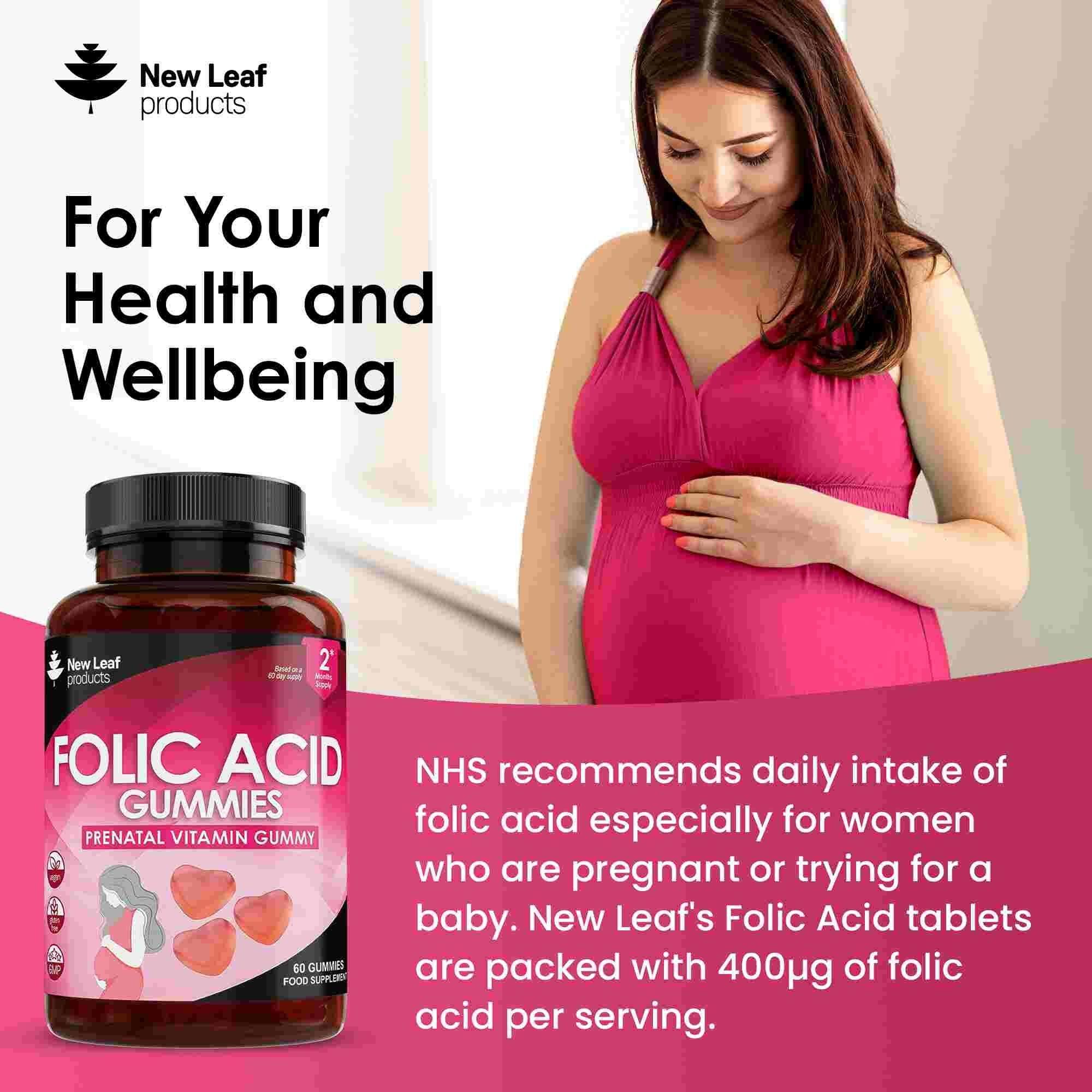 New leaf health Folic Acid Pregnancy Gummies 60 High Strength Folate Vitamins image 3
