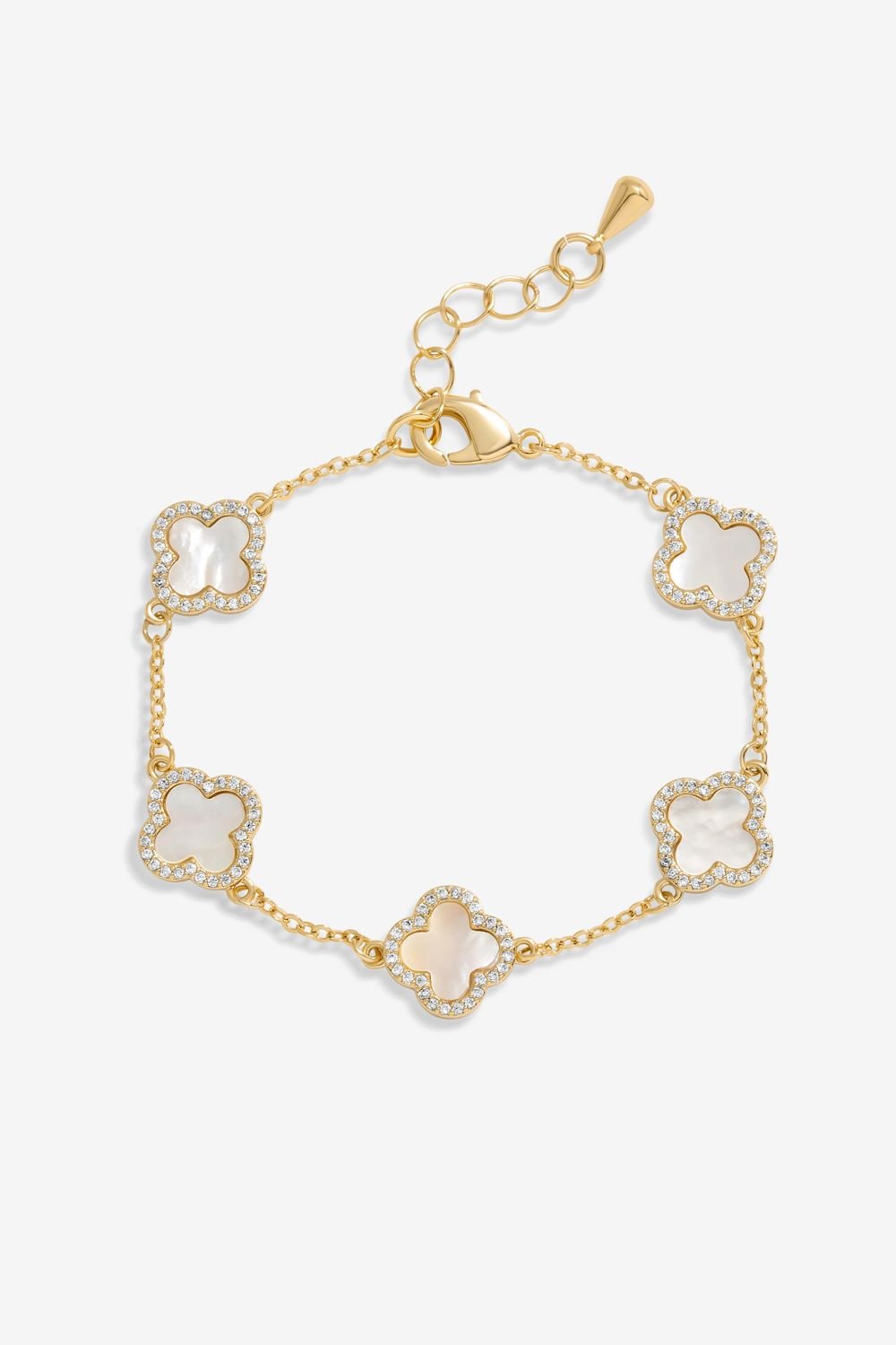 Jon Richard Gold Plated Mother of Pearl Clover Bracelet image 1