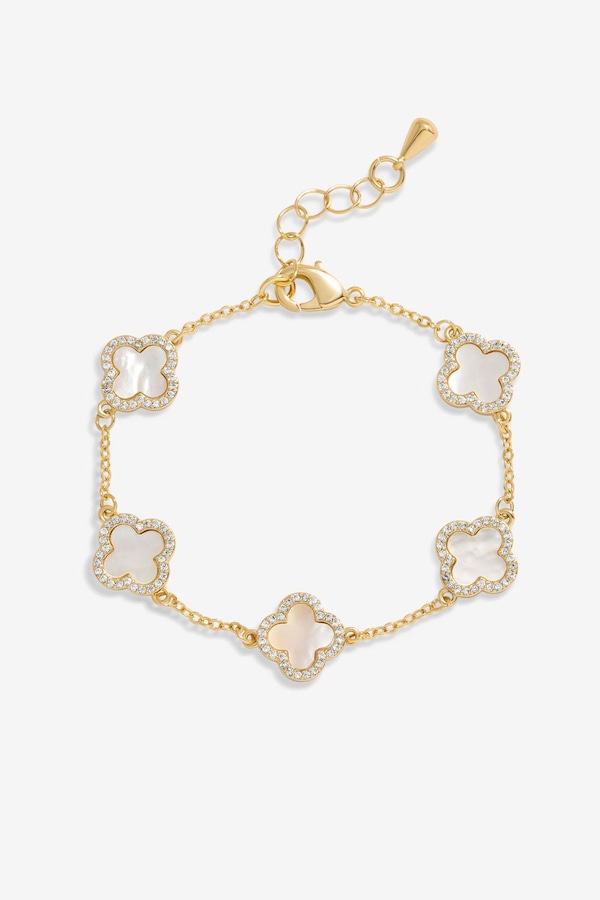 Jon Richard Gold Plated Mother of Pearl Clover Bracelet