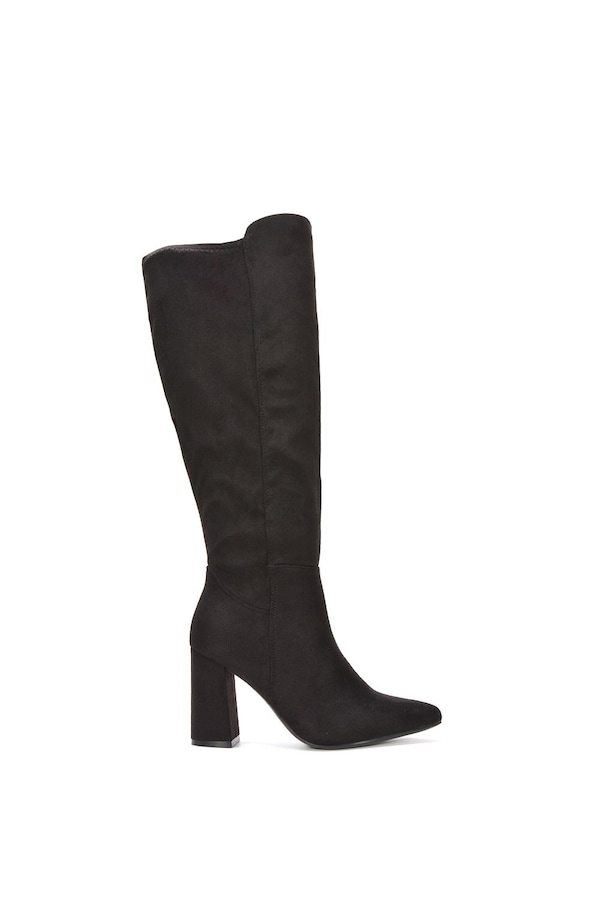 XY London 'Wisteria' Wide Calf Stretchy Block High Heel Knee Boots