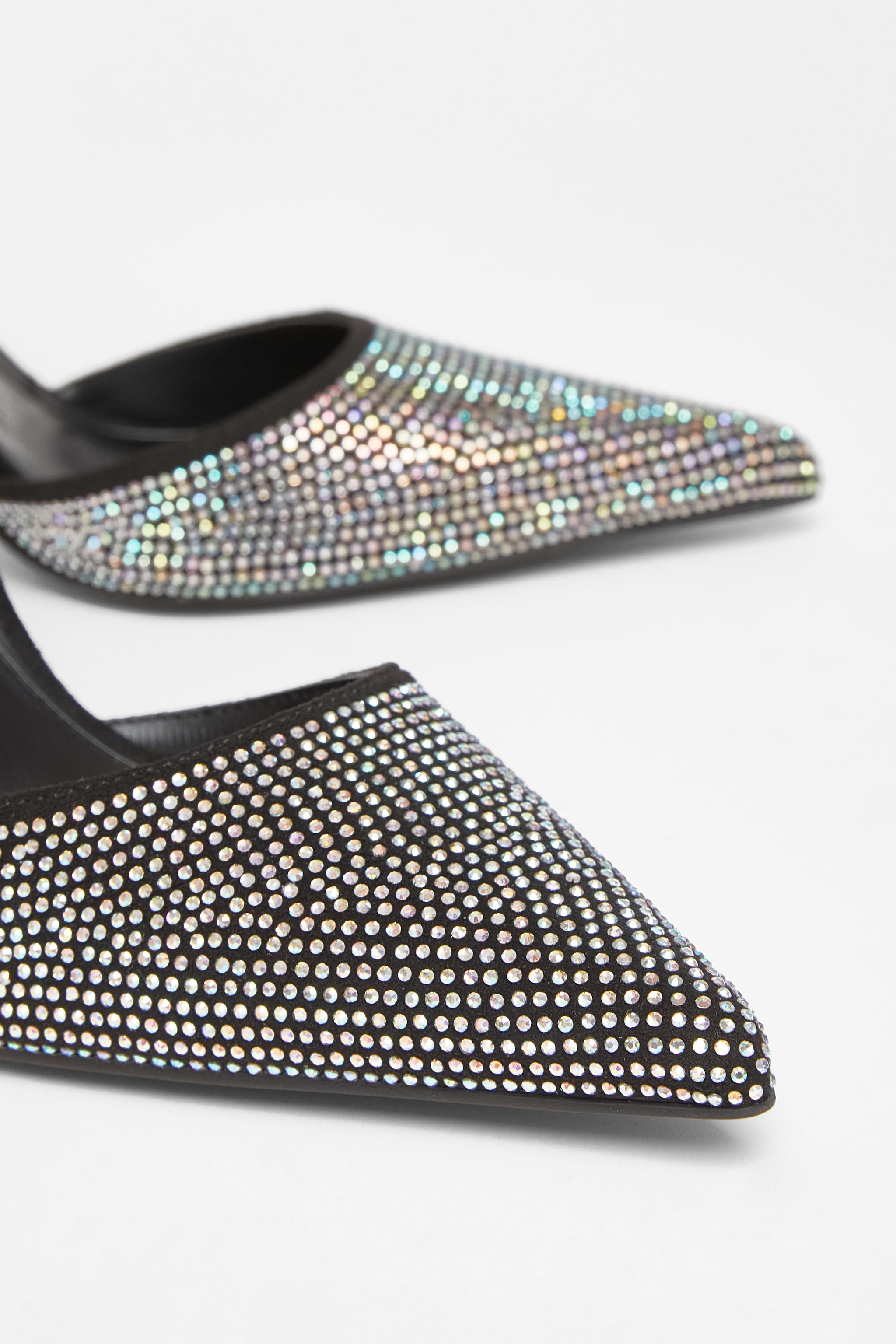 Quiz Black Diamante Pointed Toe Heels image 4