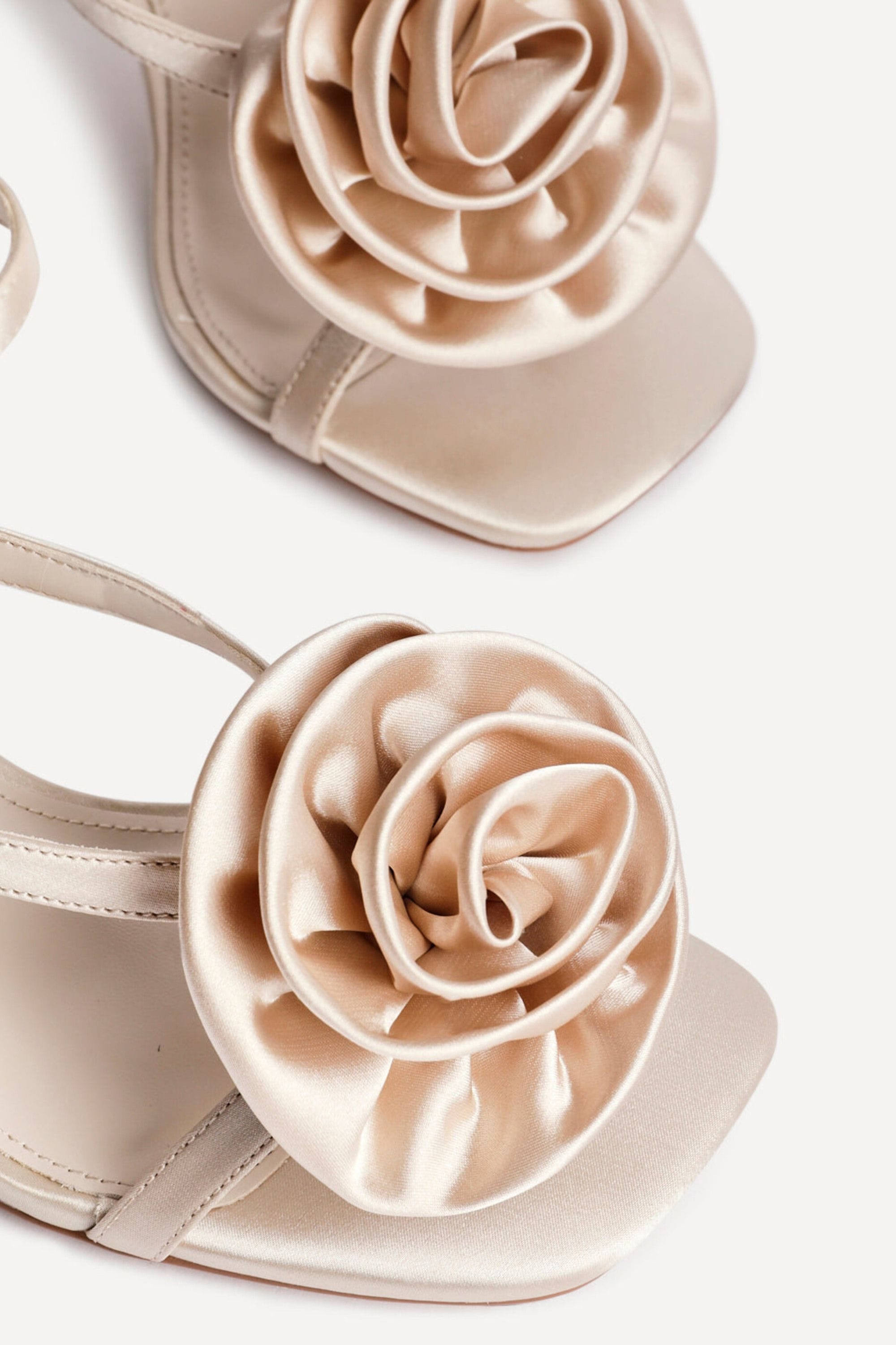 Linzi Valentine Champagne Satin Stiletto Heeled Sandals image 4