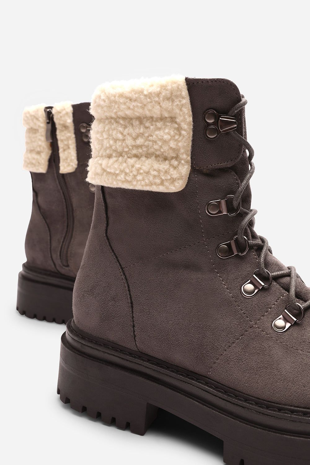 Where's That From 'Alia' Suede Lace-Up Ankle Boots with Faux Fur Lining and Chunky Sole image 5